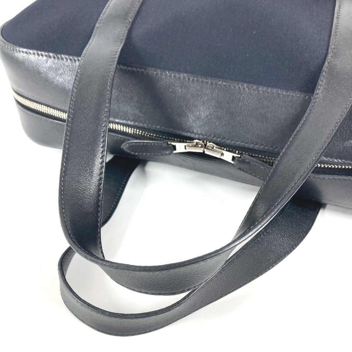 Hermes Black Canvas Leather Briefcase Handbag Tote Bag (Pre-Owned)