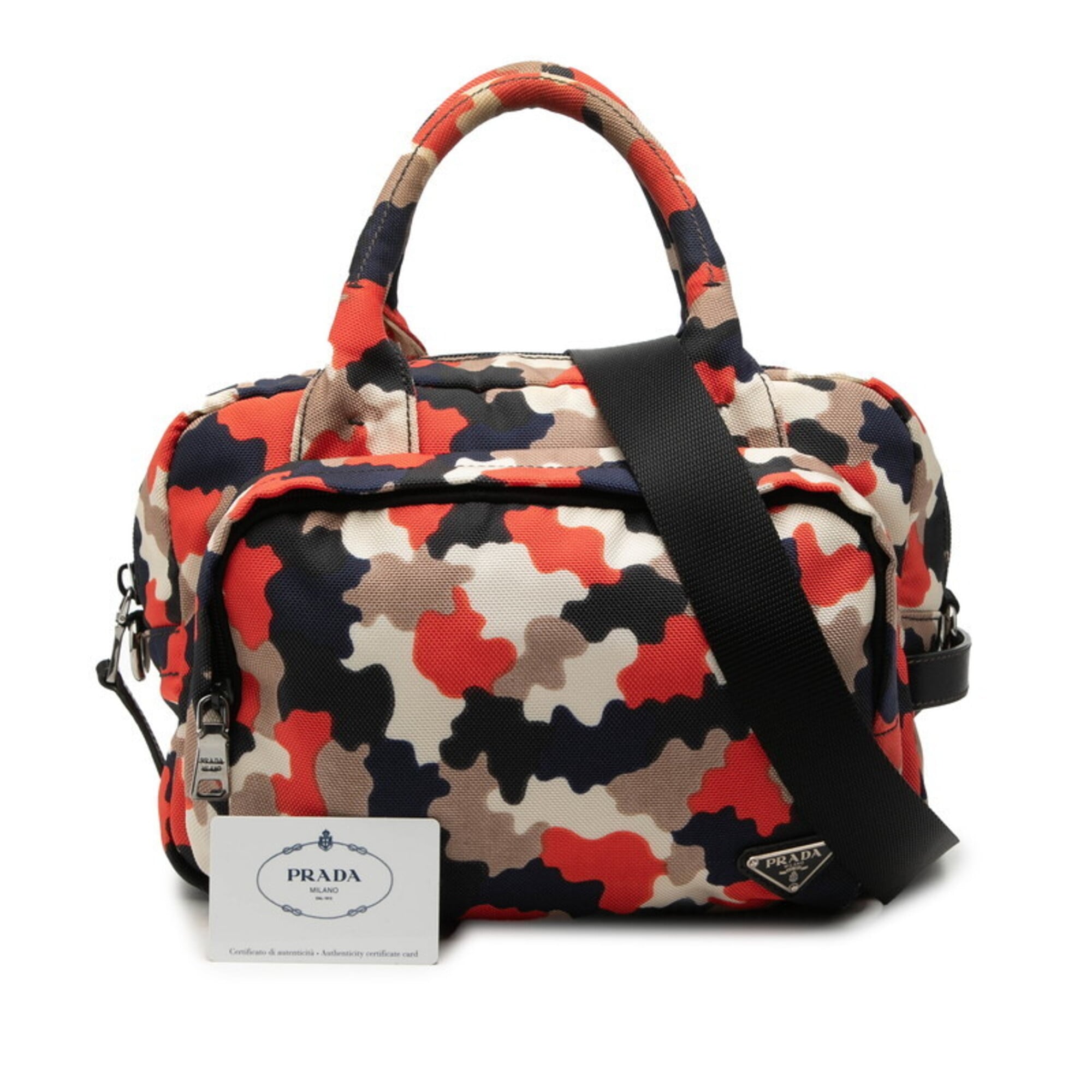 Prada Multi-Color Canvas Handbag Shoulder Bag (Pre-Owned)