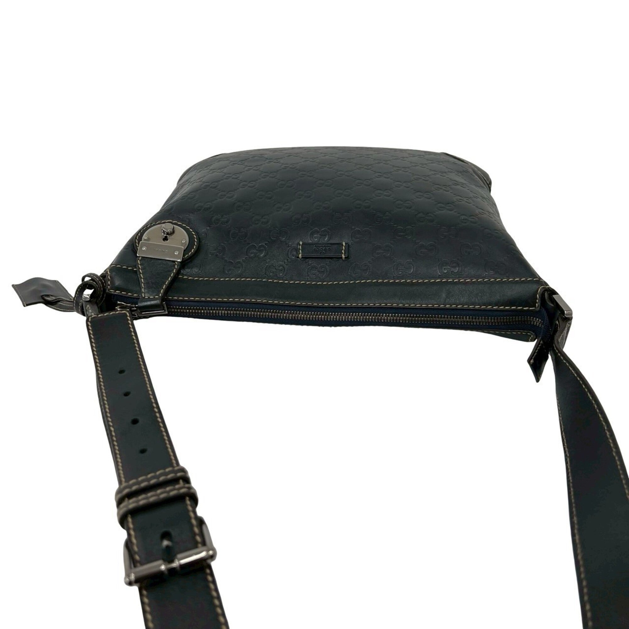 Gucci Navy Leather Shoulder Bag (Pre-Owned)