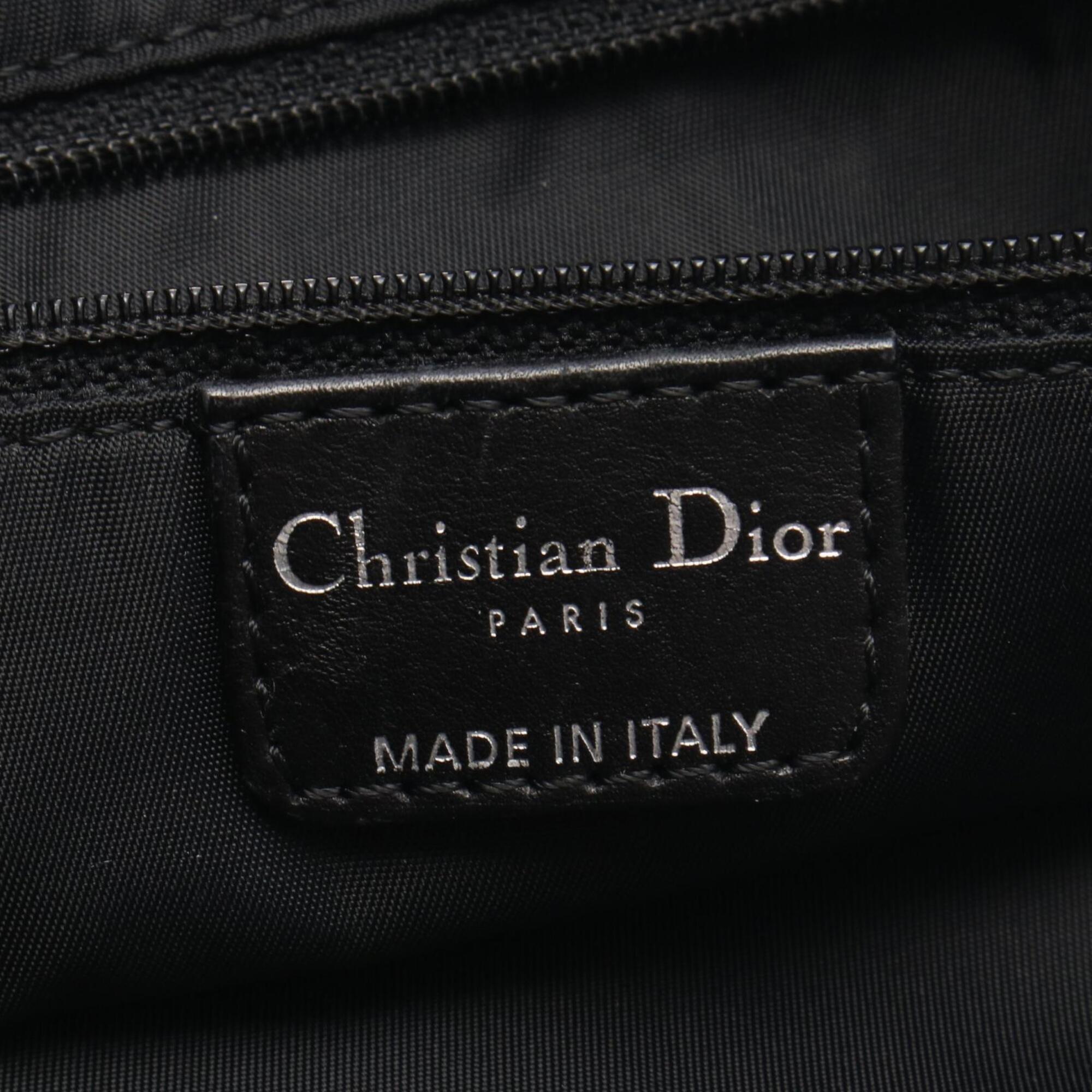 Christian Dior Black Leather Nylon Handbag Tote Bag (Pre-Owned)