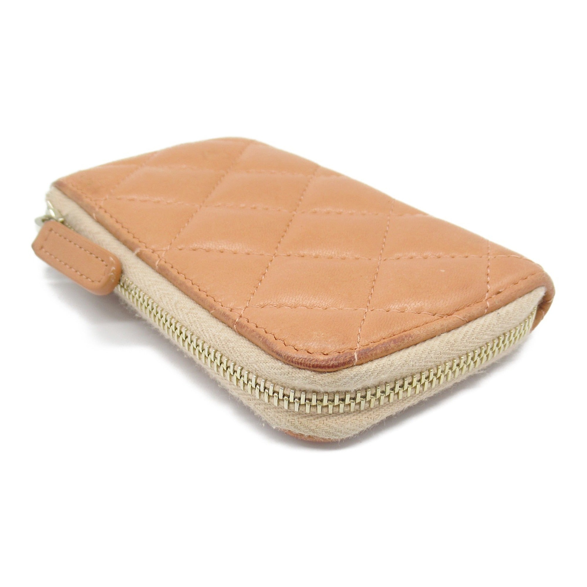 Chanel Pink Pink Beige Leather Coin Purse/Coin Case (Pre-Owned)