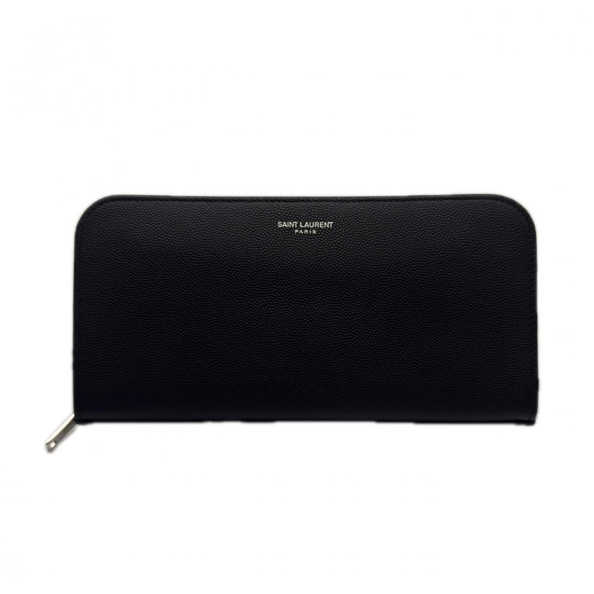 Yves Saint Laurent Black Leather Long Wallet (Bi-Fold) (Pre-Owned)