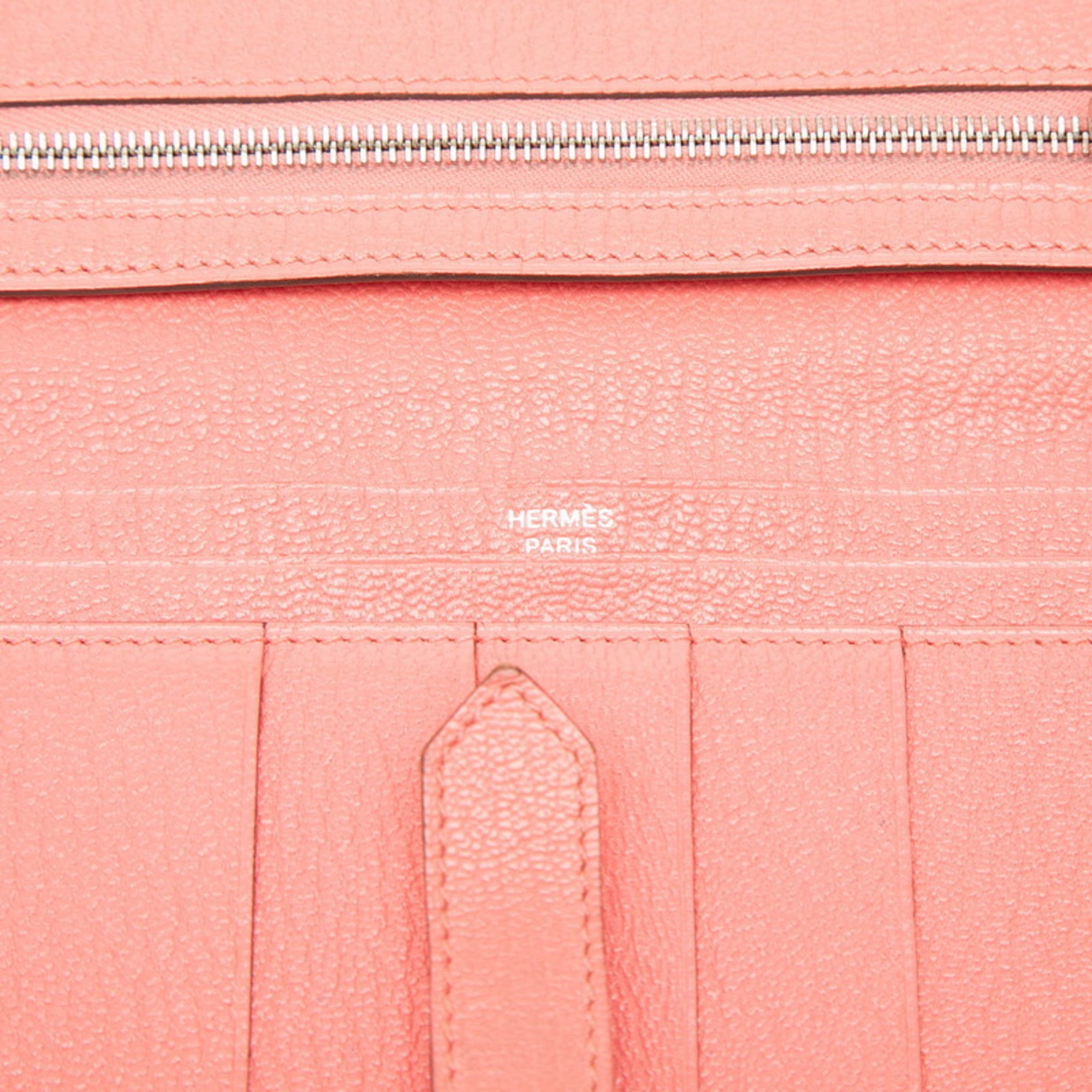 Hermes Pink Chevre Leather Leather Long Wallet (Bi-Fold) (Pre-Owned)