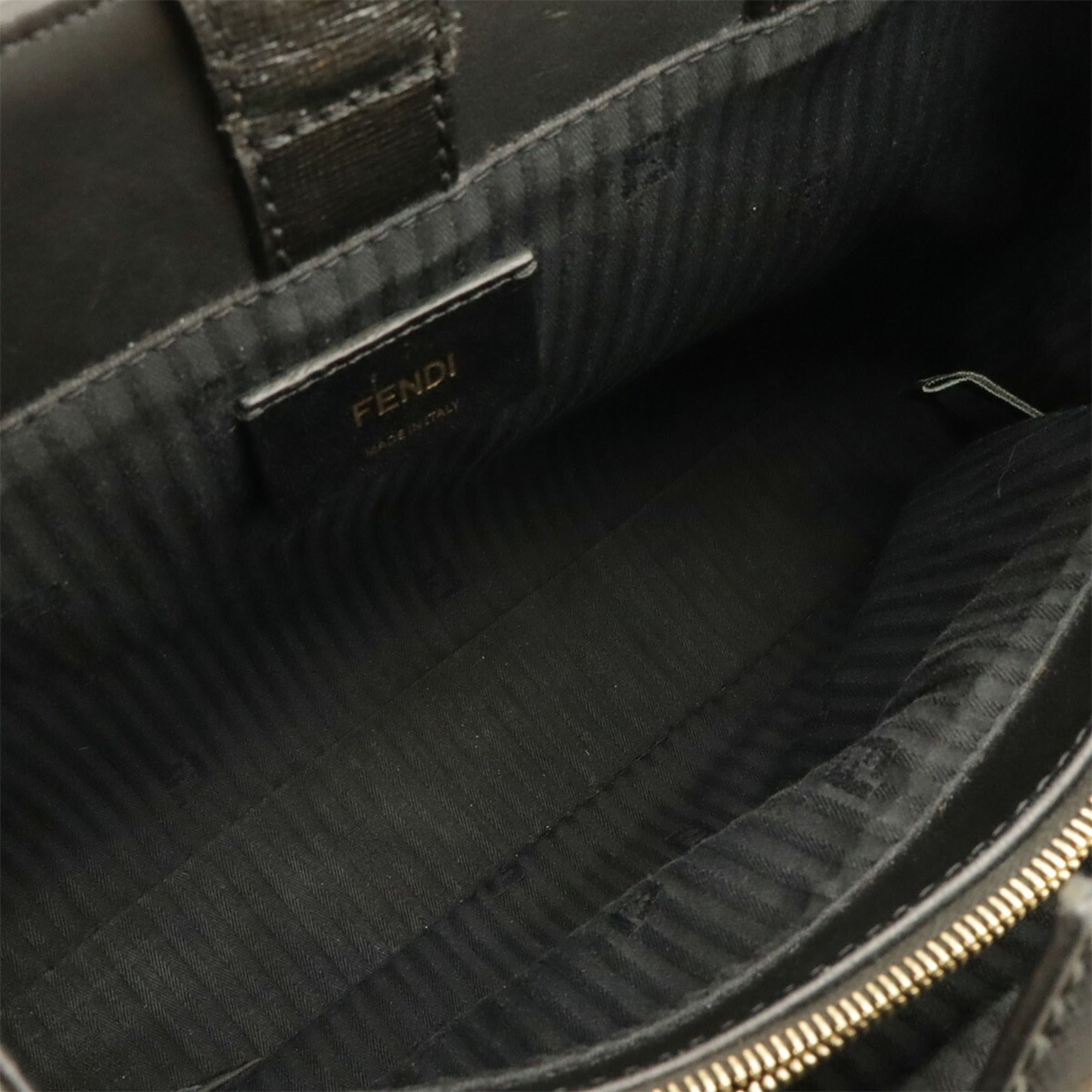 Fendi Black Leather Handbag Shoulder Bag Tote Bag (Pre-Owned)
