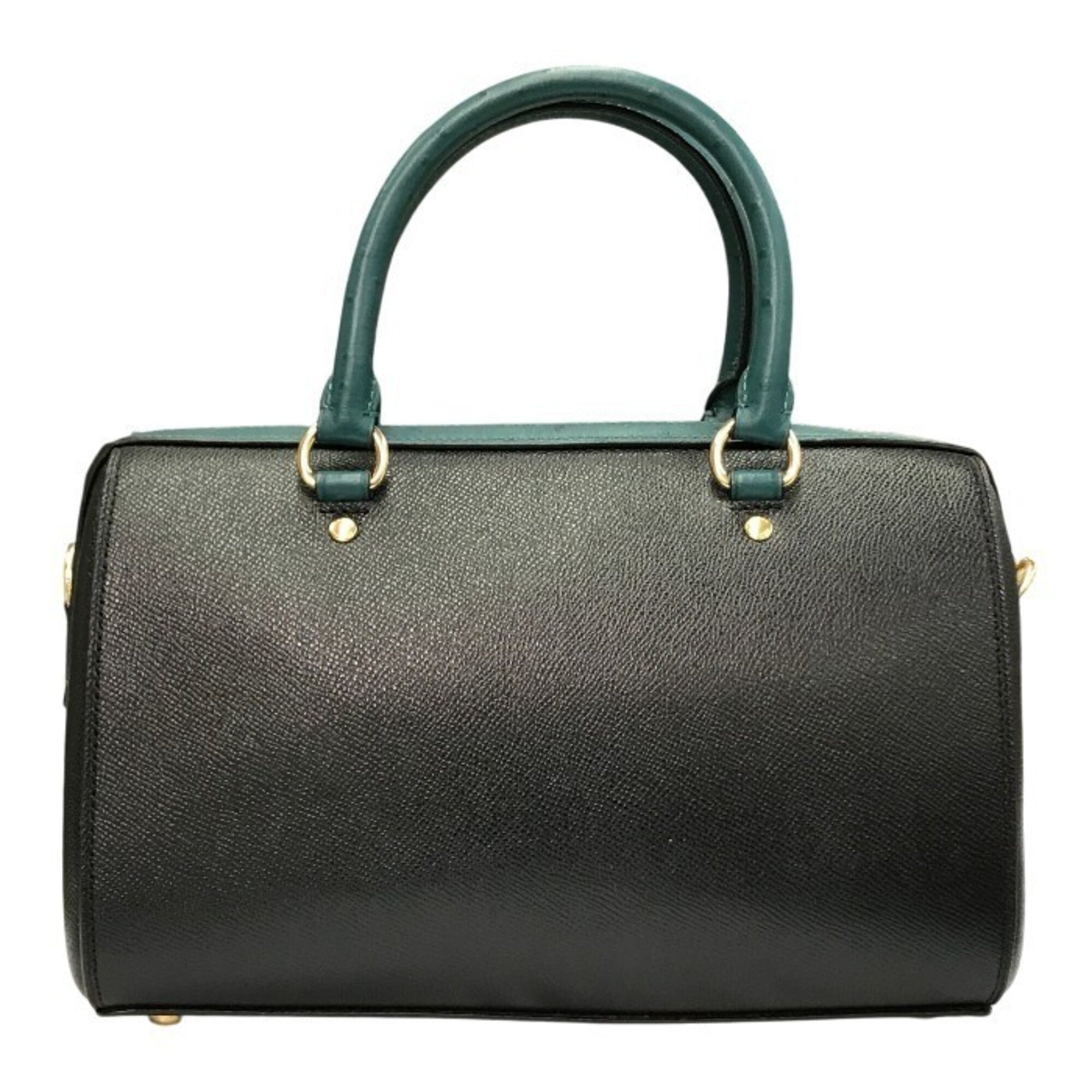 Coach Black Green Leather Boston Bag Handbag (Pre-Owned)