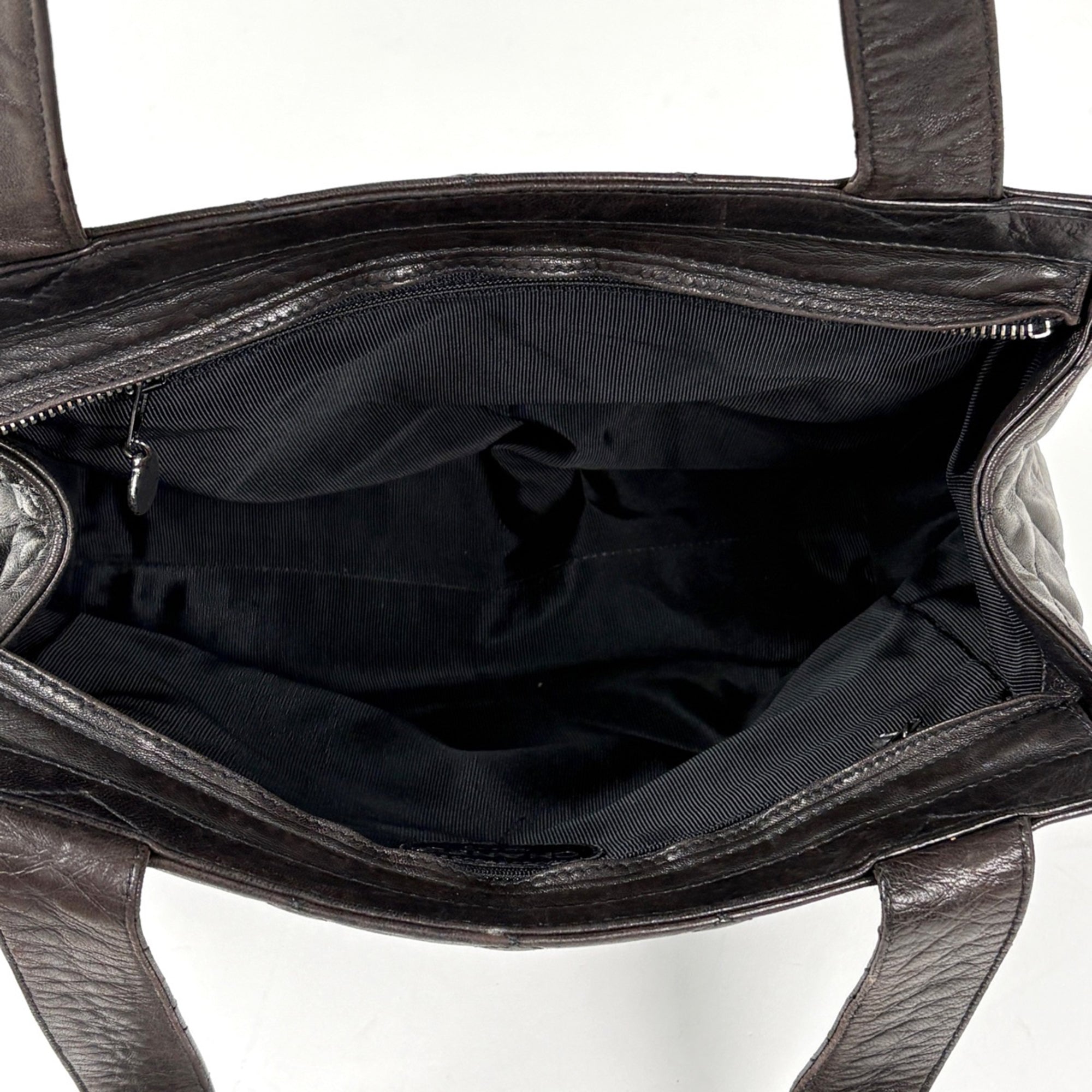Chanel Matelasse Dark Brown Leather Shoulder Bag Tote Bag (Pre-Owned)