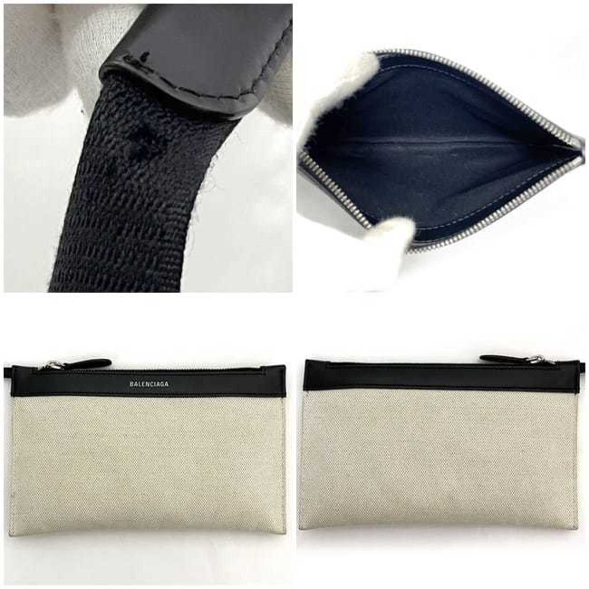 Balenciaga Black White Canvas Leather Handbag Tote Bag (Pre-Owned)