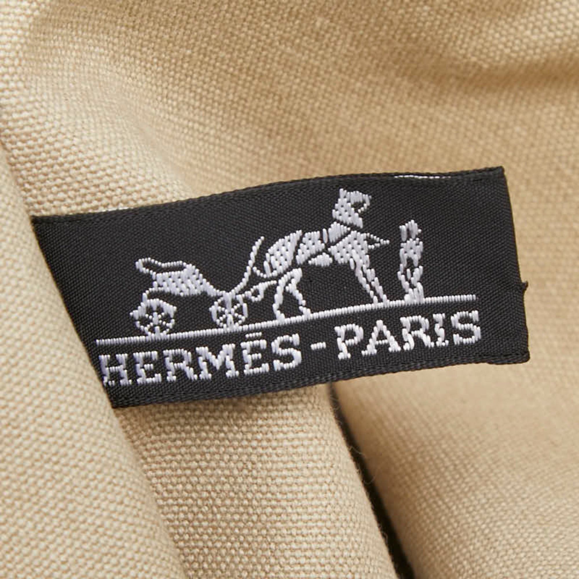 Hermes Beige Black Cotton Clutch Bag (Pre-Owned)
