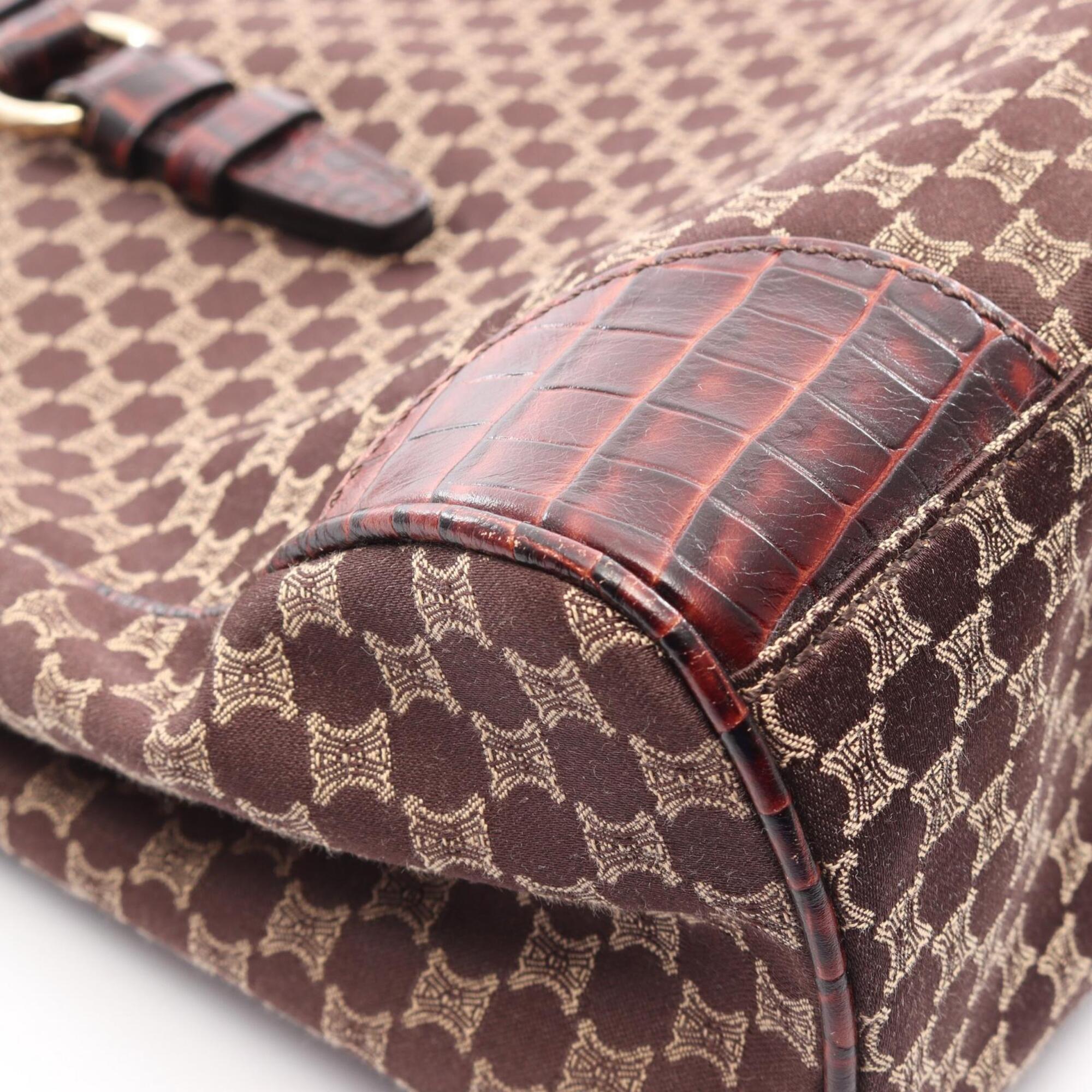 Celine Macadam Brown Canvas Leather Handbag Tote Bag (Pre-Owned)