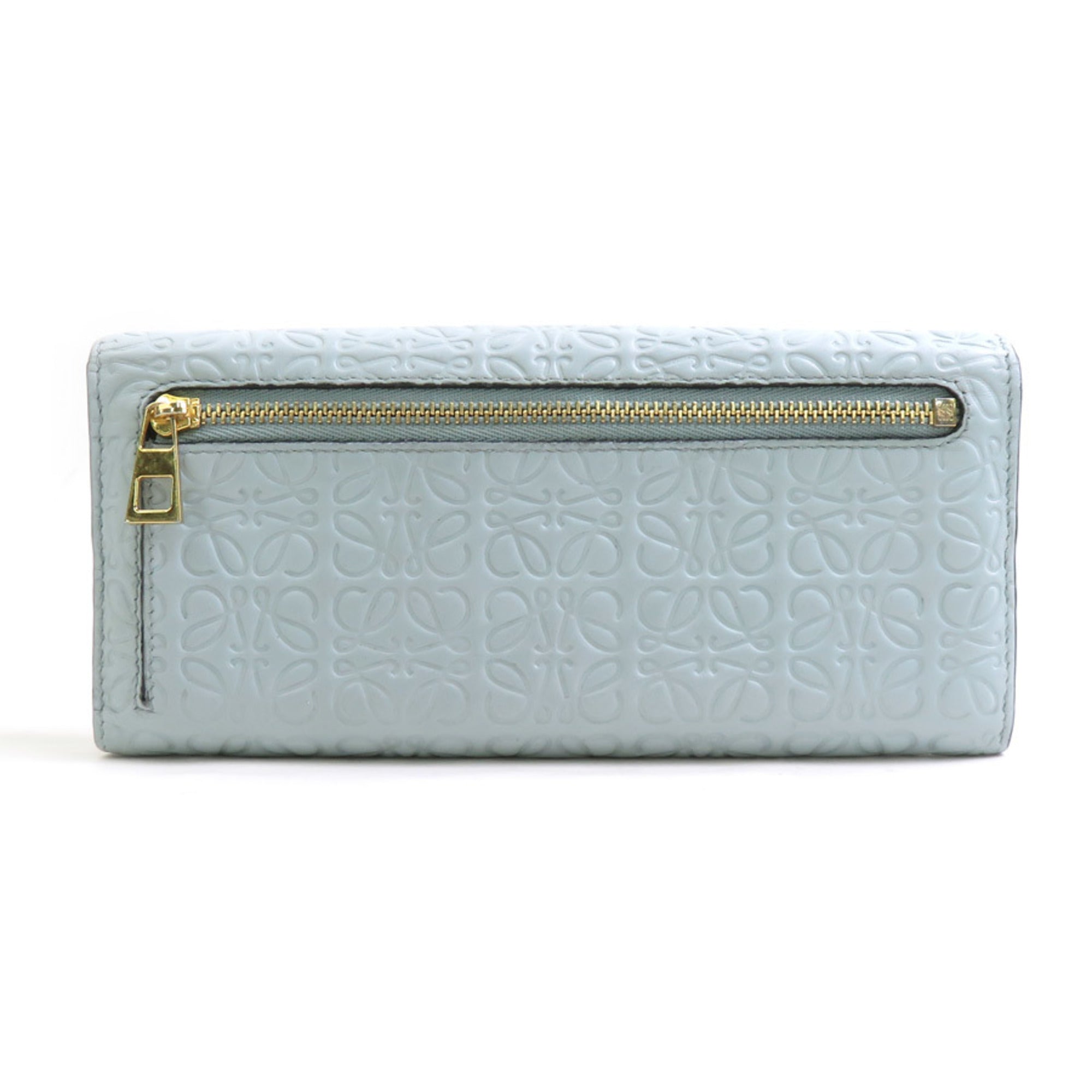 Loewe Light Blue Leather Long Wallet (Bi-Fold) (Pre-Owned)