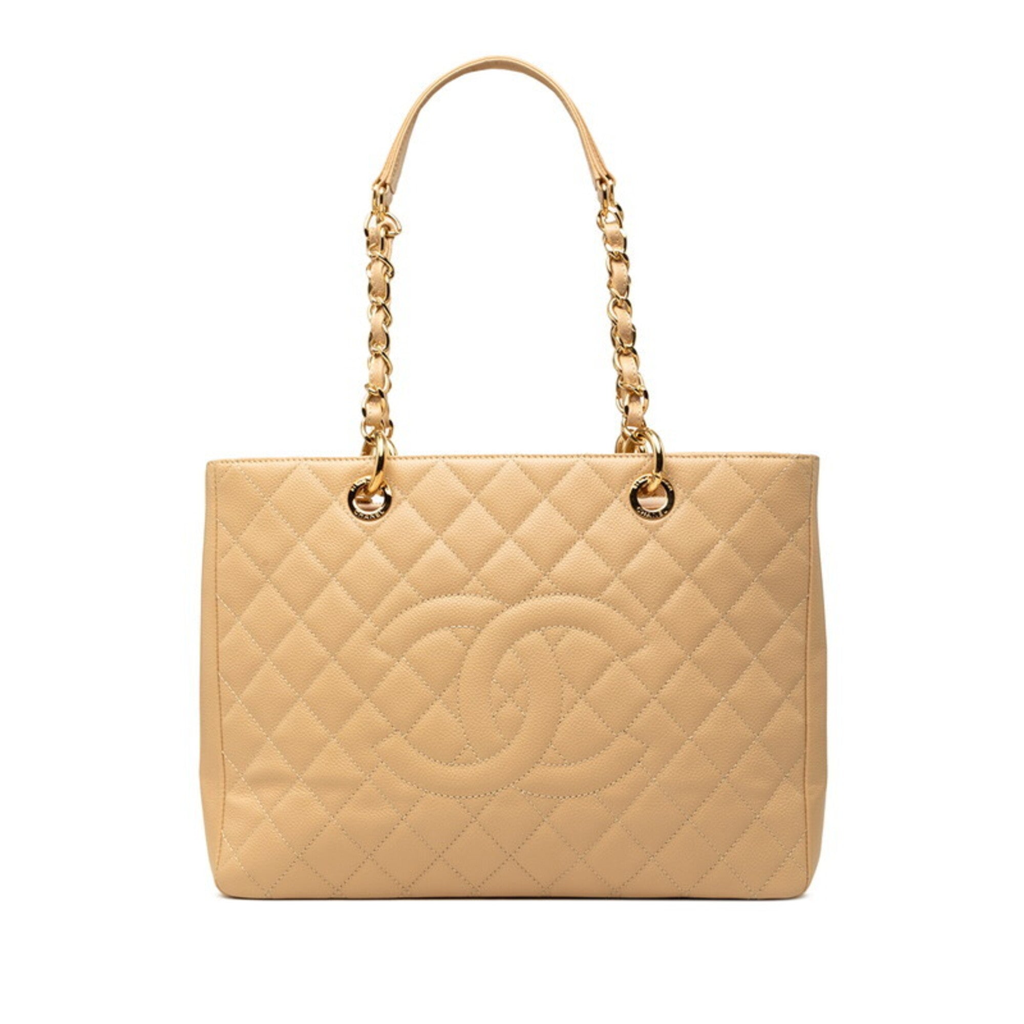 Chanel Beige Grained Calfskin Shoulder Bag (Pre-Owned)