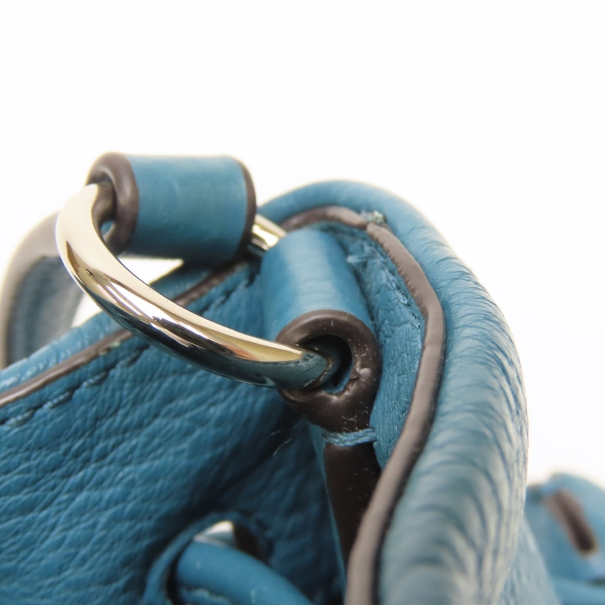 Coach Turquoise Leather Suede Shoulder Bag (Pre-Owned)