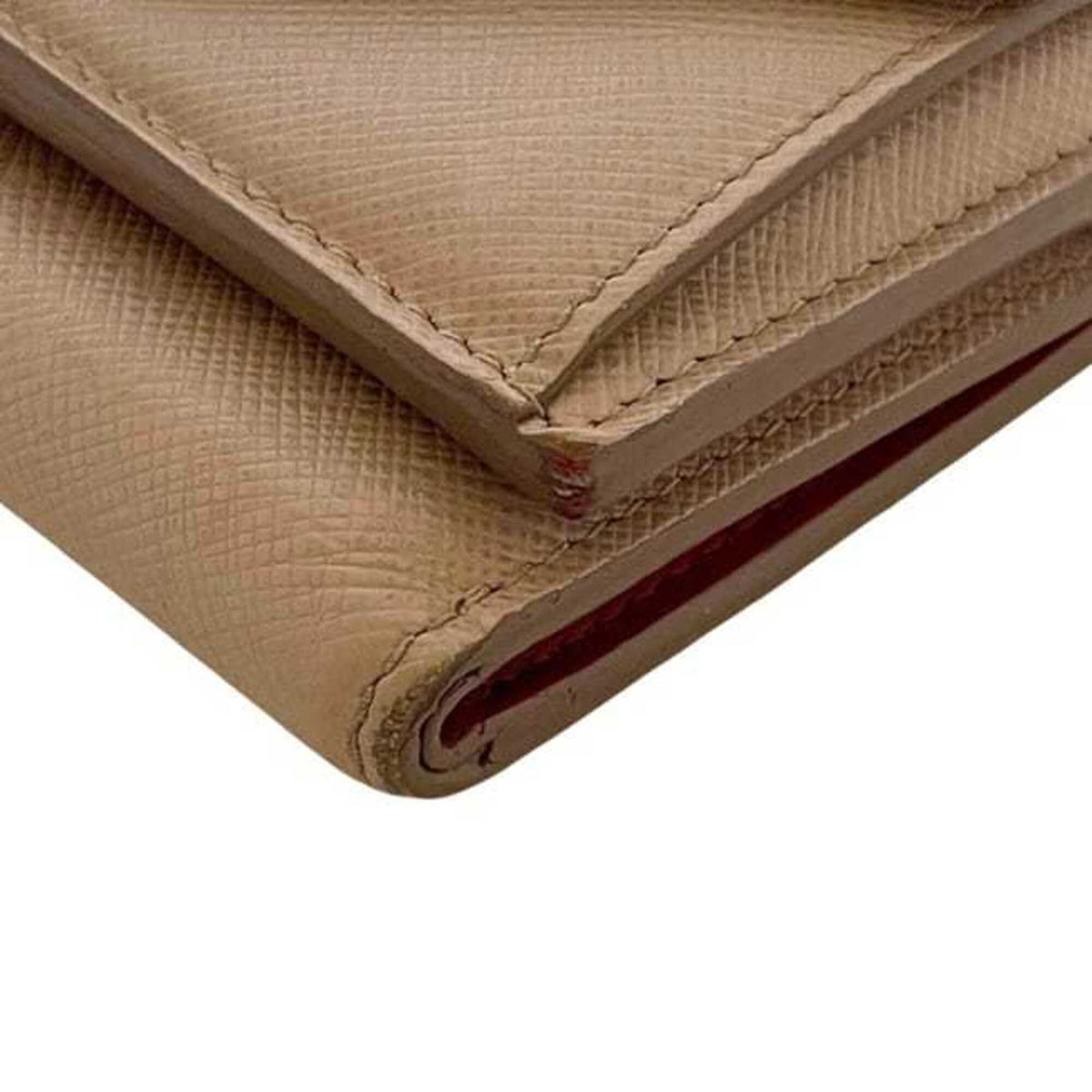 Prada Saffiano Beige Leather Wallet (Tri-Fold) (Pre-Owned)