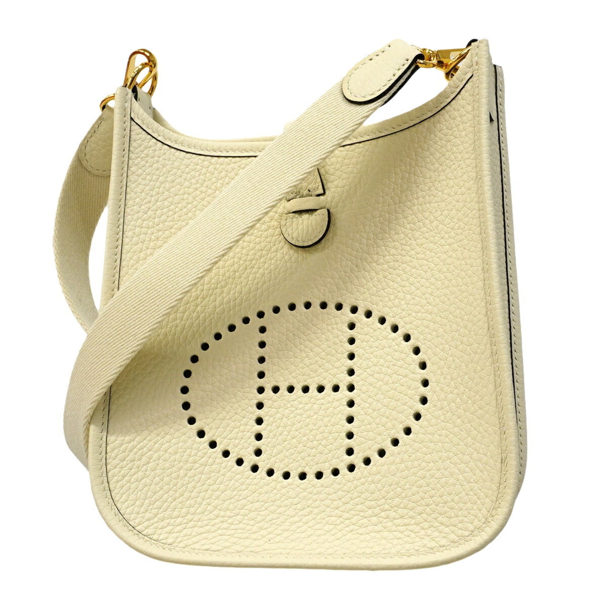 Hermes Cream Taurillon Clemence Leather Shoulder Bag (Pre-Owned)