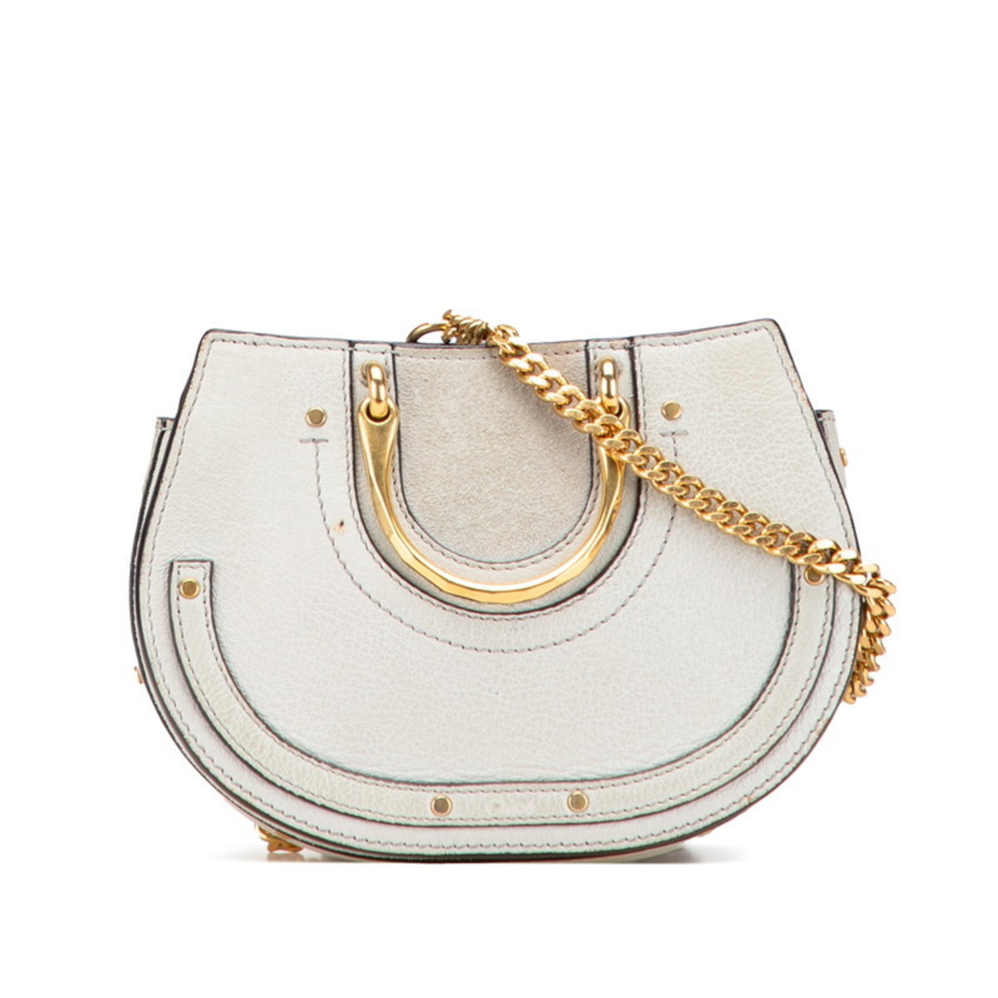 Chloé Gray Leather Suede Handbag Shoulder Bag (Pre-Owned)
