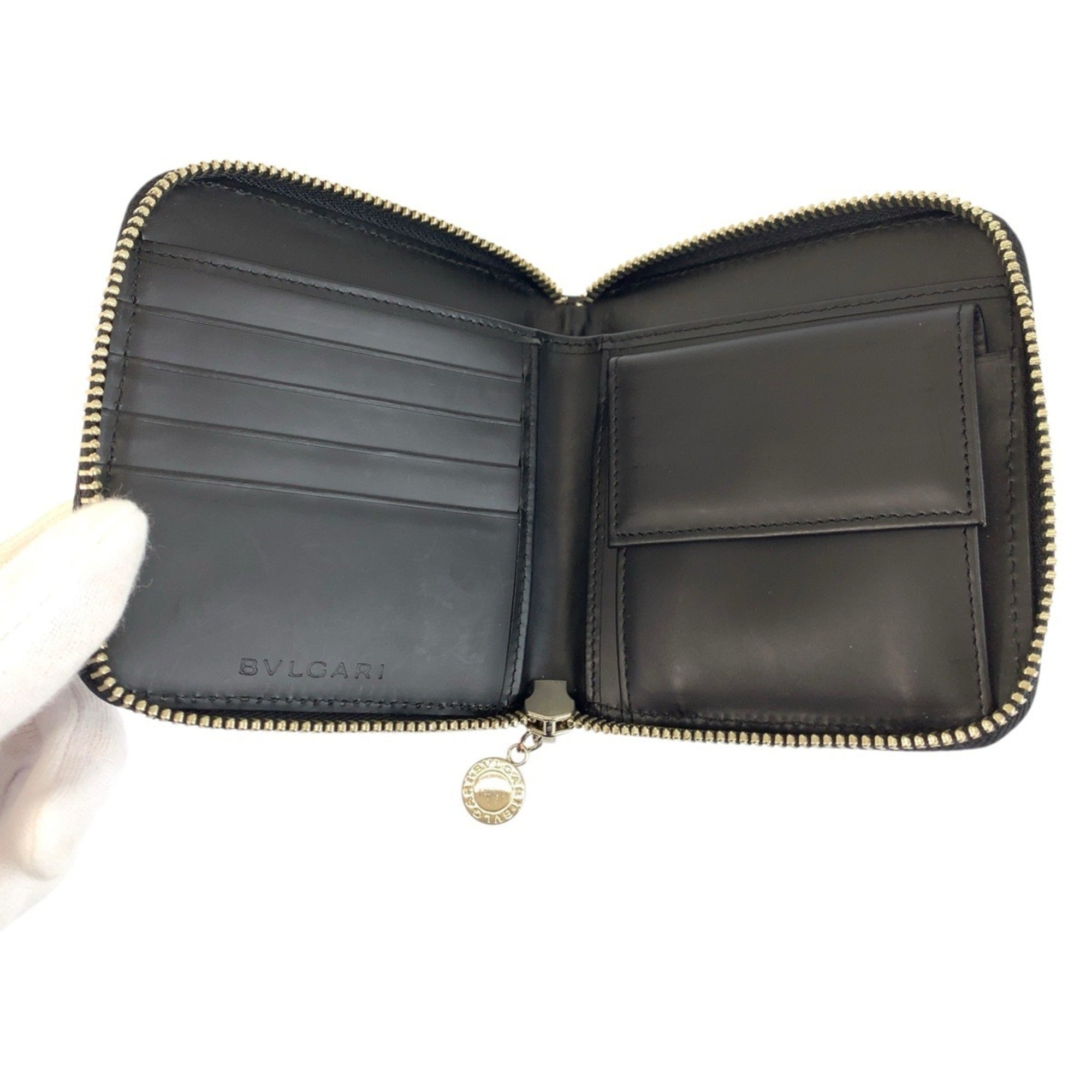 Bvlgari Black Blue Denim Leather Wallet (Bi-Fold) (Pre-Owned)