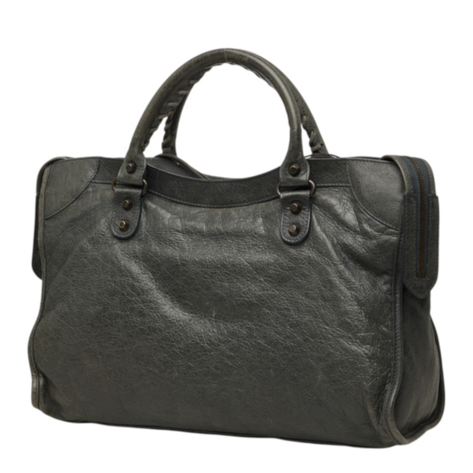 Balenciaga Green Leather Handbag Shoulder Bag (Pre-Owned)