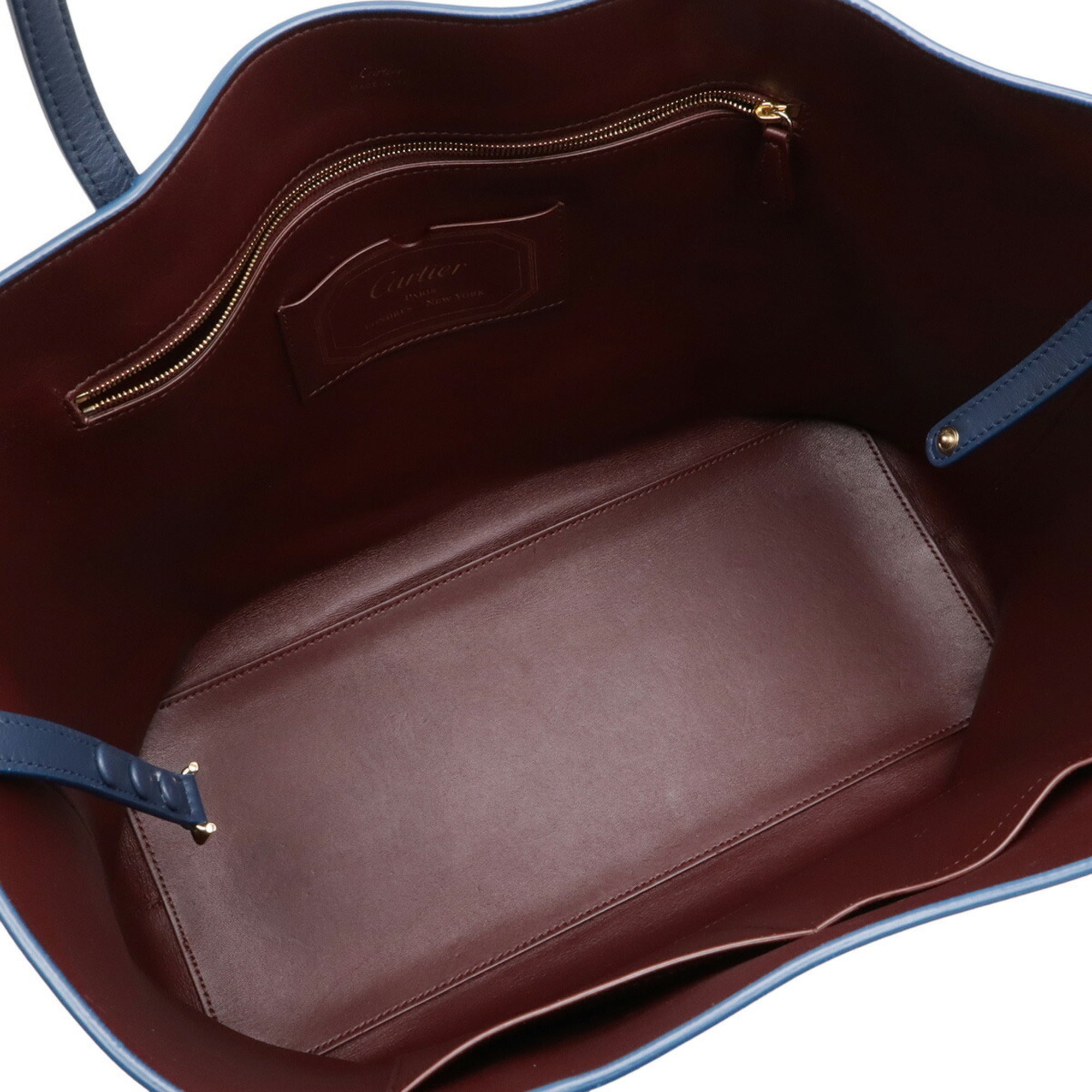 Cartier Blue Leather Shoulder Bag Tote Bag (Pre-Owned)