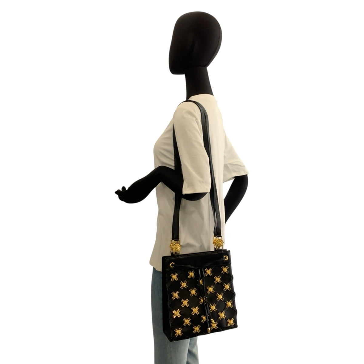Versace Black Leather Pochette Shoulder Bag (Pre-Owned)