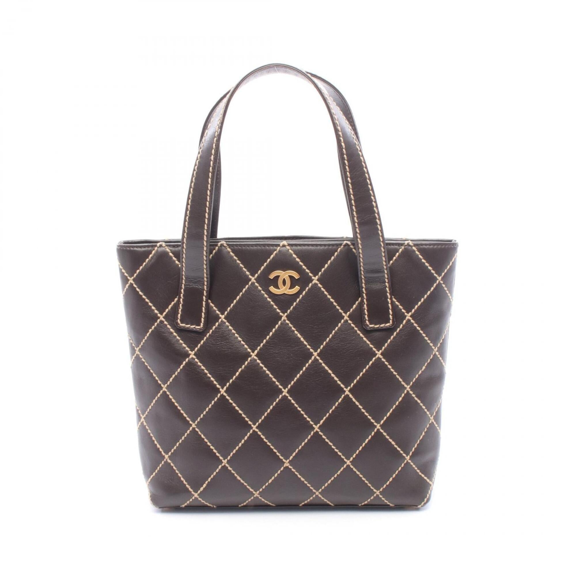 Chanel Brown Leather Handbag Tote Bag (Pre-Owned)
