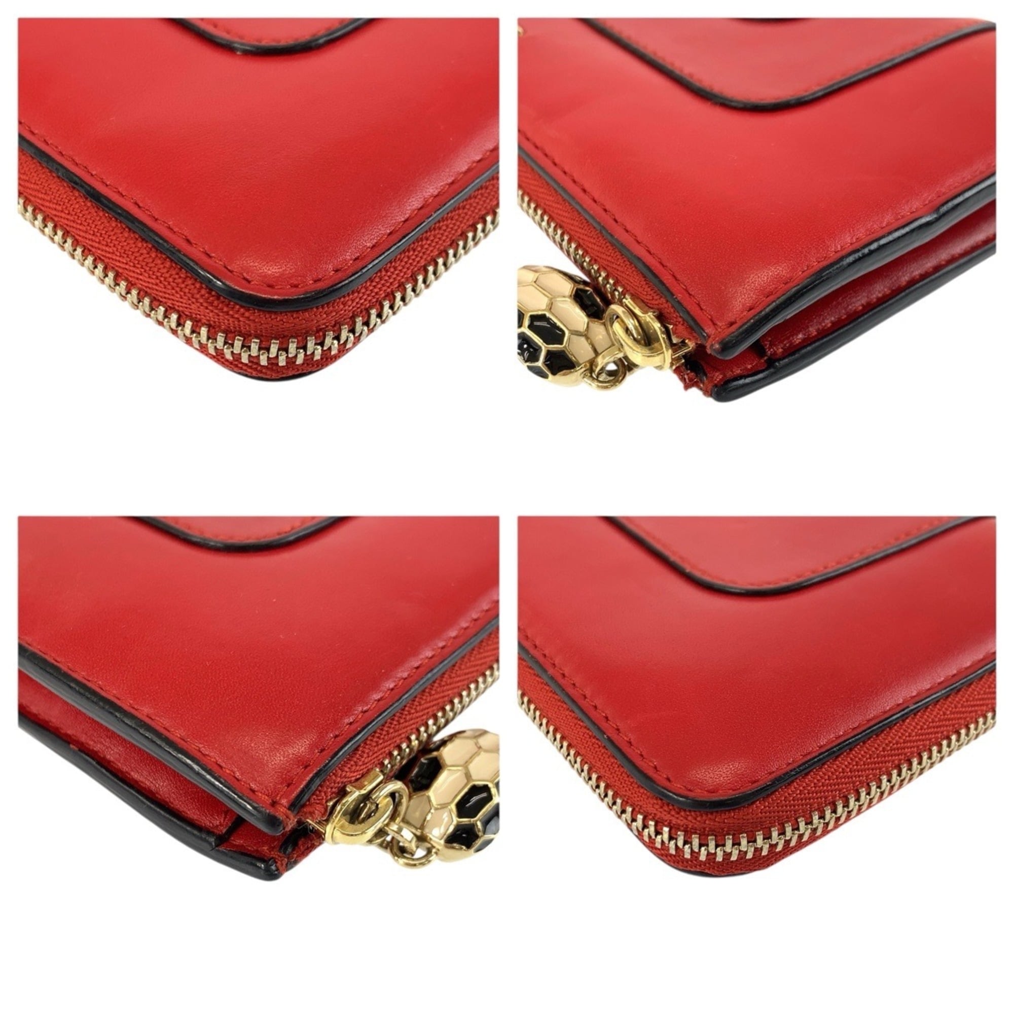 Bvlgari Red Color Leather Coin Purse/Coin Case (Pre-Owned)