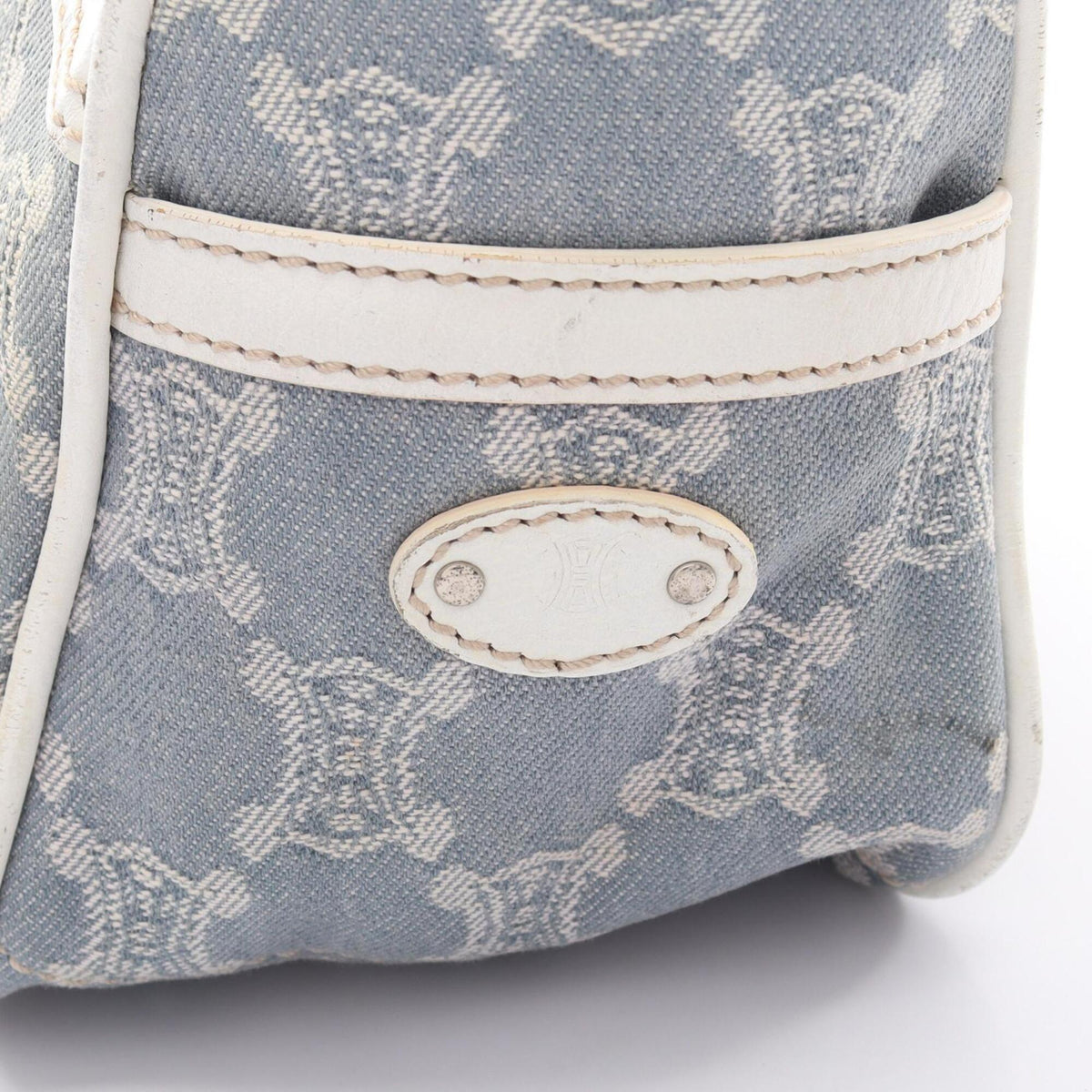 Celine Blue White Denim Leather Handbag (Pre-Owned)