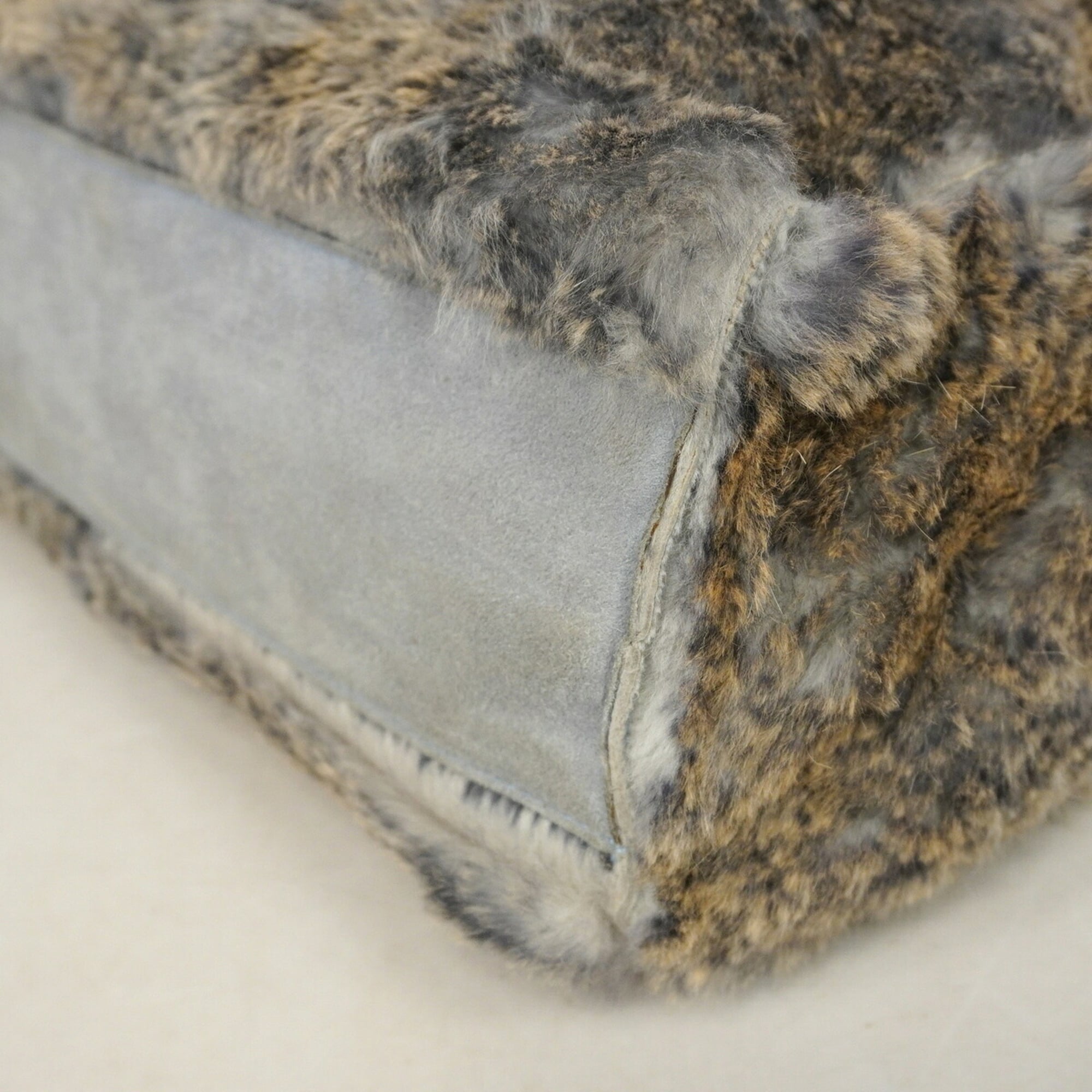 Chanel Brown Light Blue Fur Tote Bag (Pre-Owned)