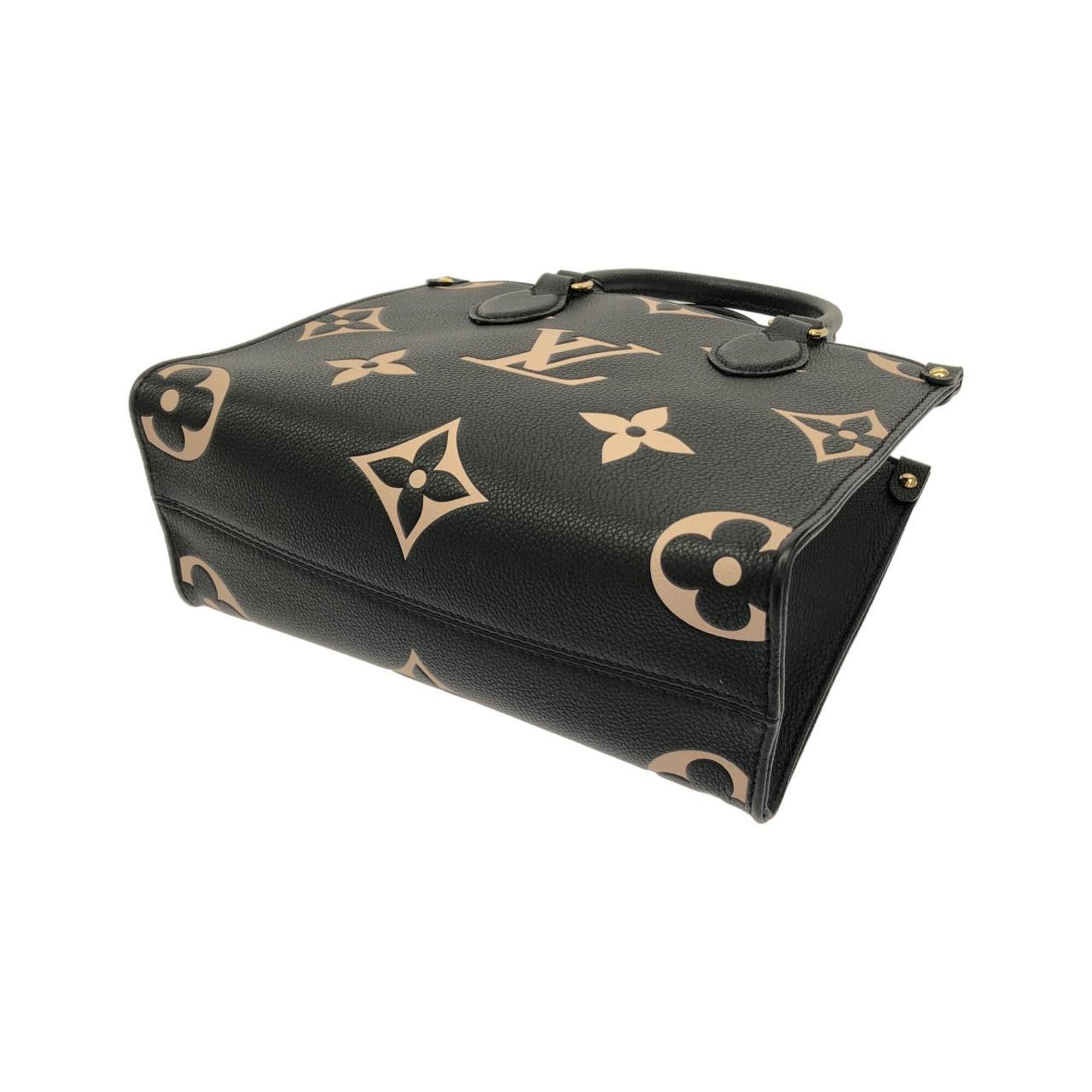 Louis Vuitton Beige Black Leather Handbag (Pre-Owned)