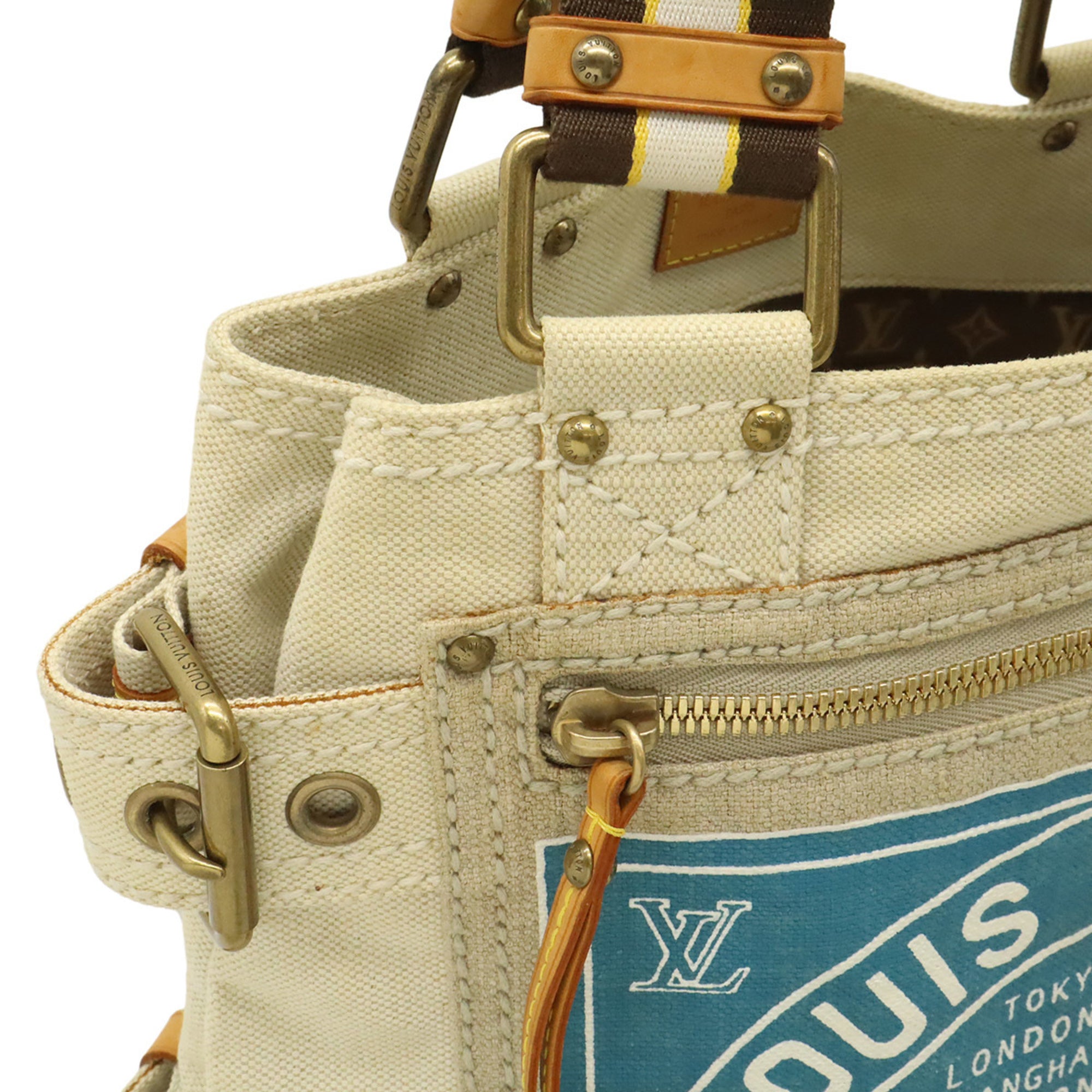 Louis Vuitton Blue Natural Canvas Shoulder Bag Tote Bag (Pre-Owned)