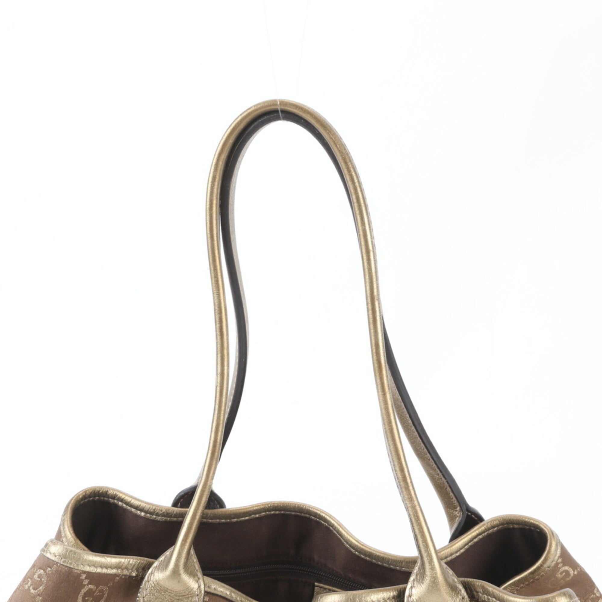 Gucci Brown Gold Leather Handbag Tote Bag (Pre-Owned)