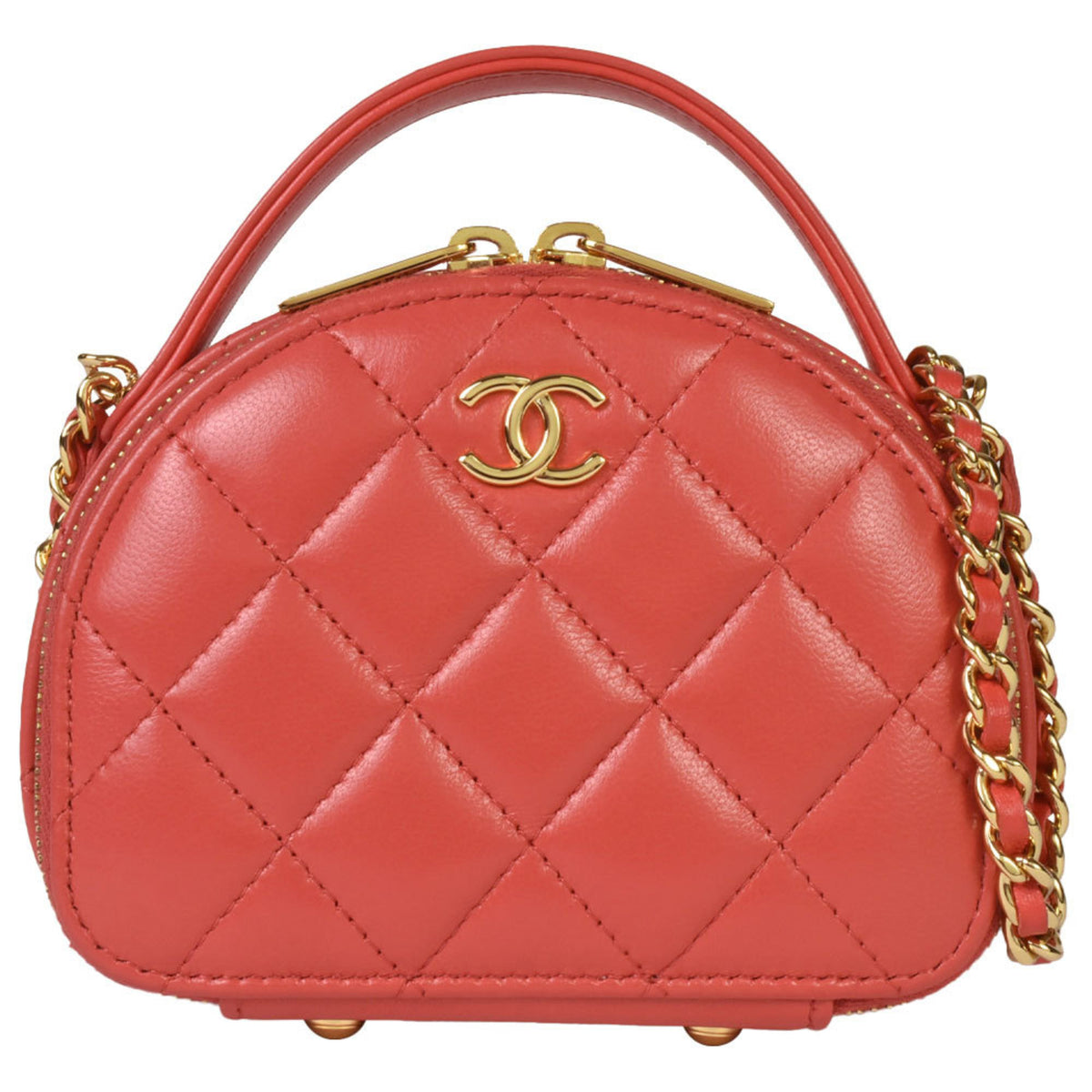 Chanel Matelasse Red Color Leather Clutch Bag Shoulder Bag (Pre-Owned)