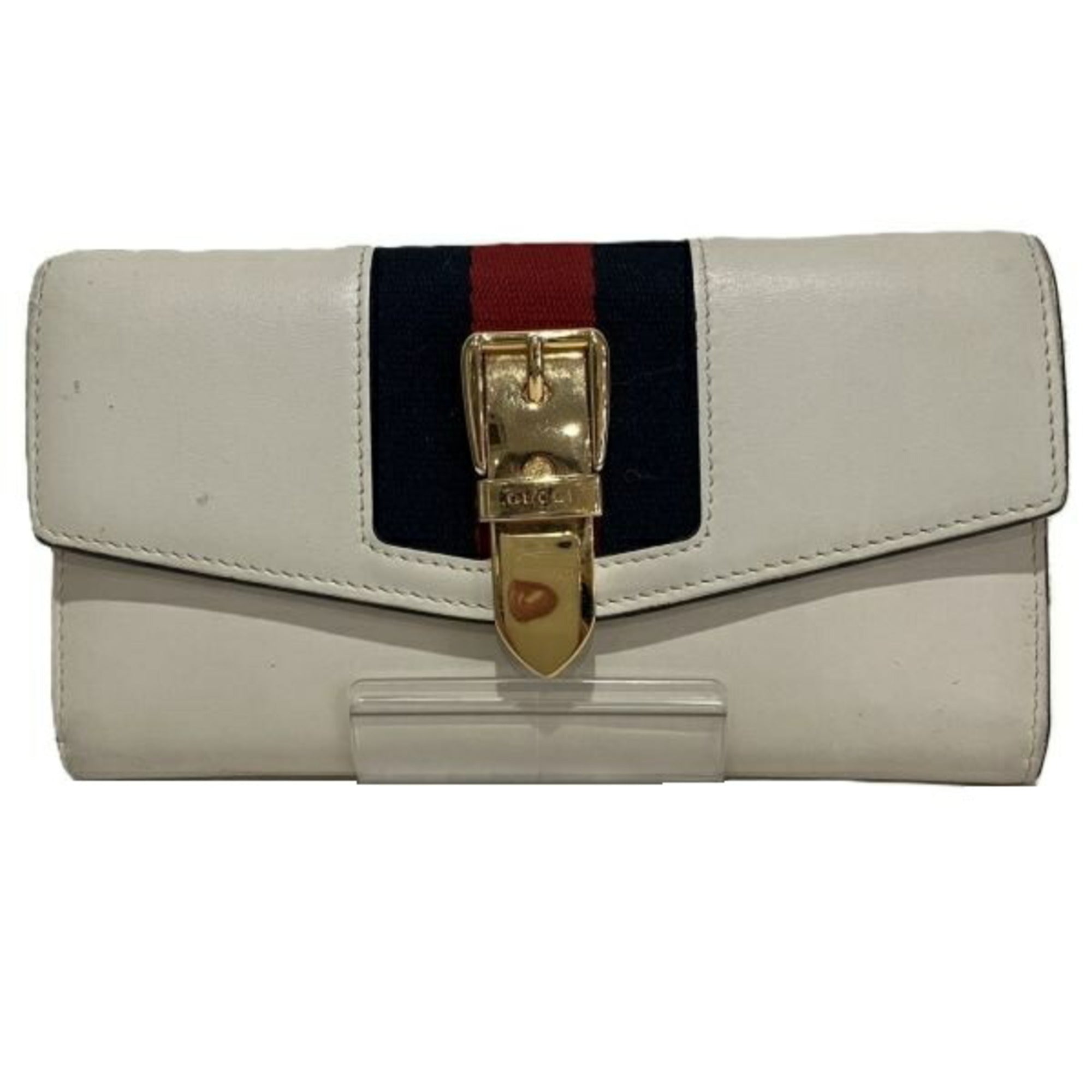 Gucci Ivory Canvas Leather Long Wallet (Bi-Fold) (Pre-Owned)