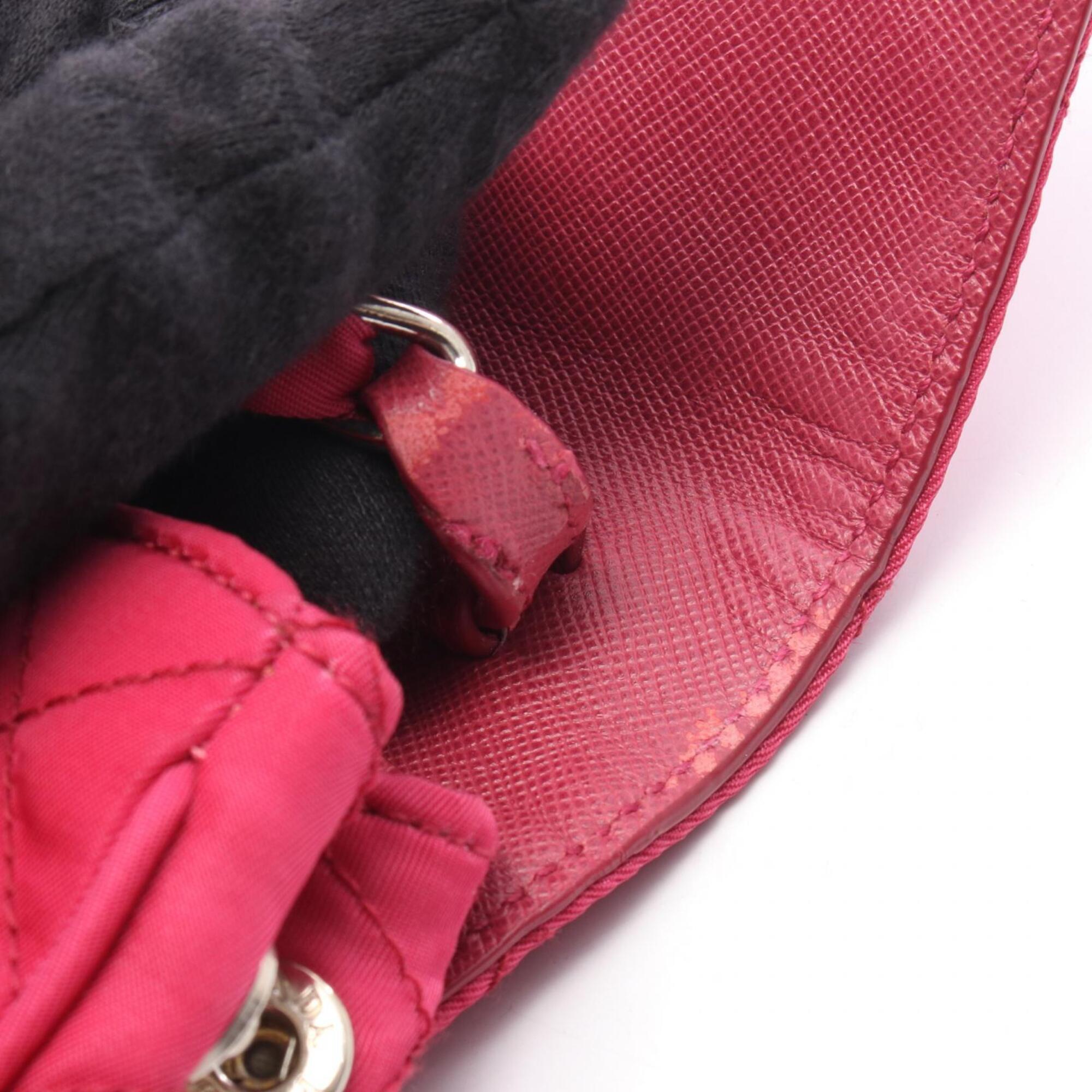 Prada Pink Tessuto Leather Handbag Shoulder Bag (Pre-Owned)