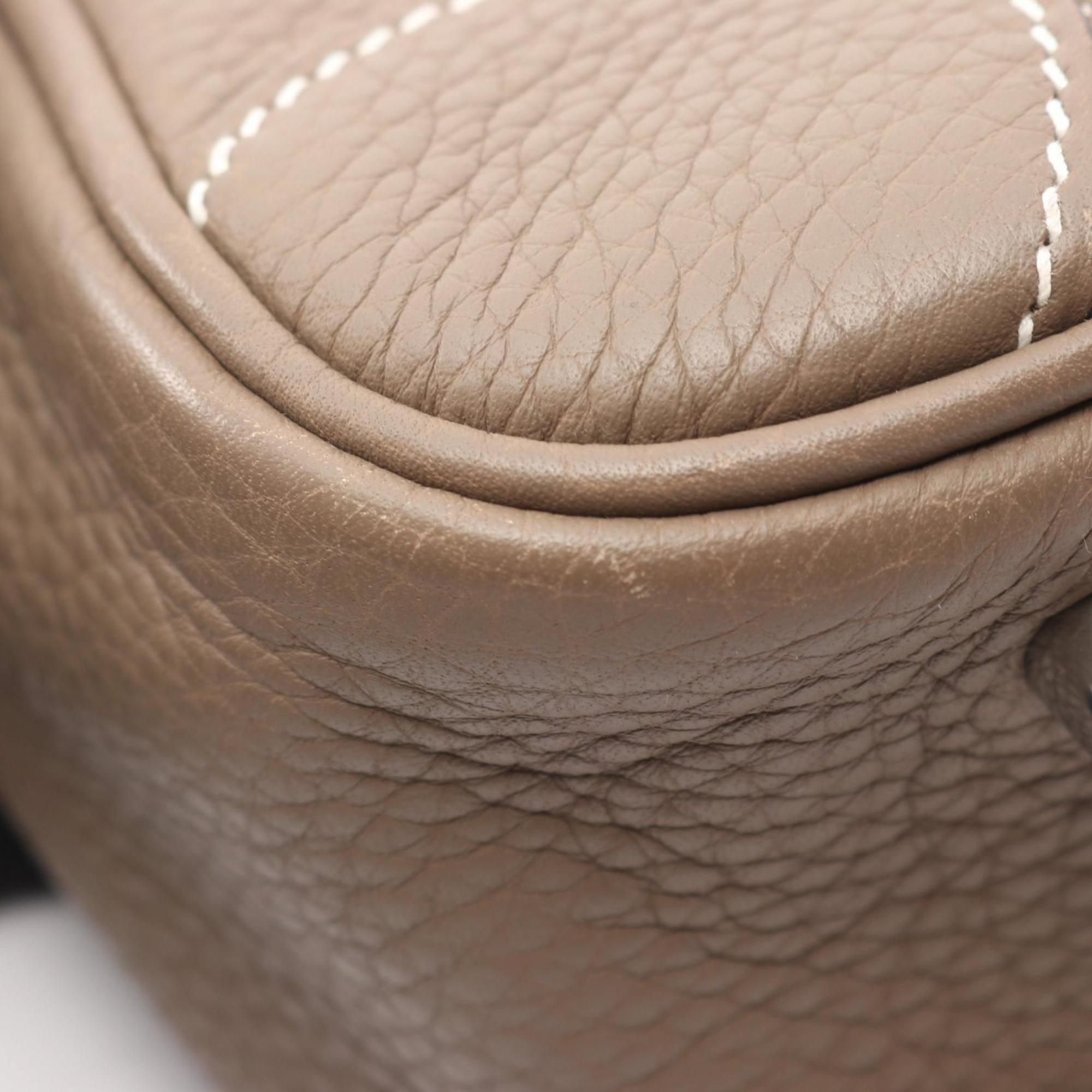 Hermes Etoupe Gray Gray Taurillon Clemence Leather Leather Handbag (Pre-Owned)