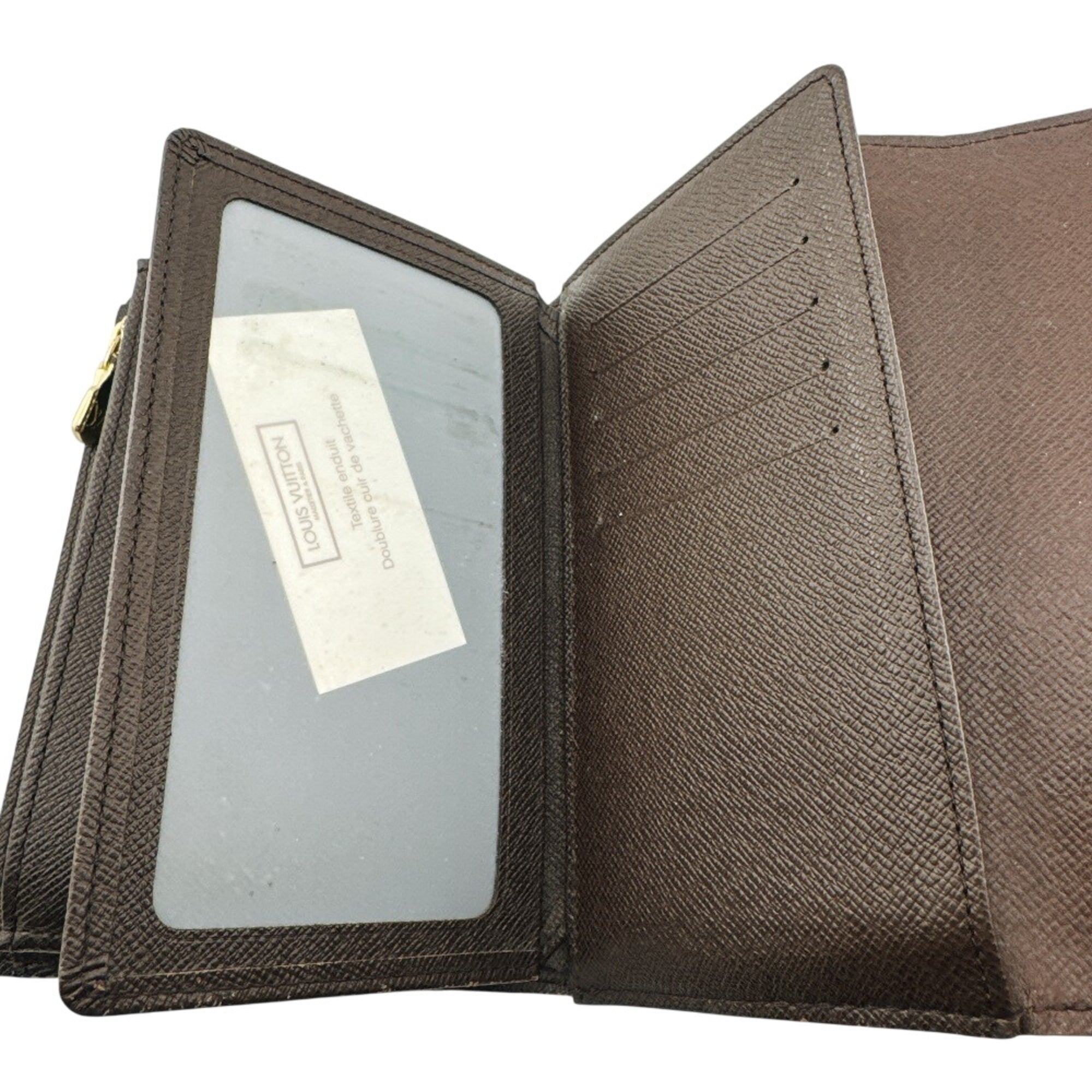 Louis Vuitton Damier Brown Leather Wallet (Tri-Fold) (Pre-Owned)