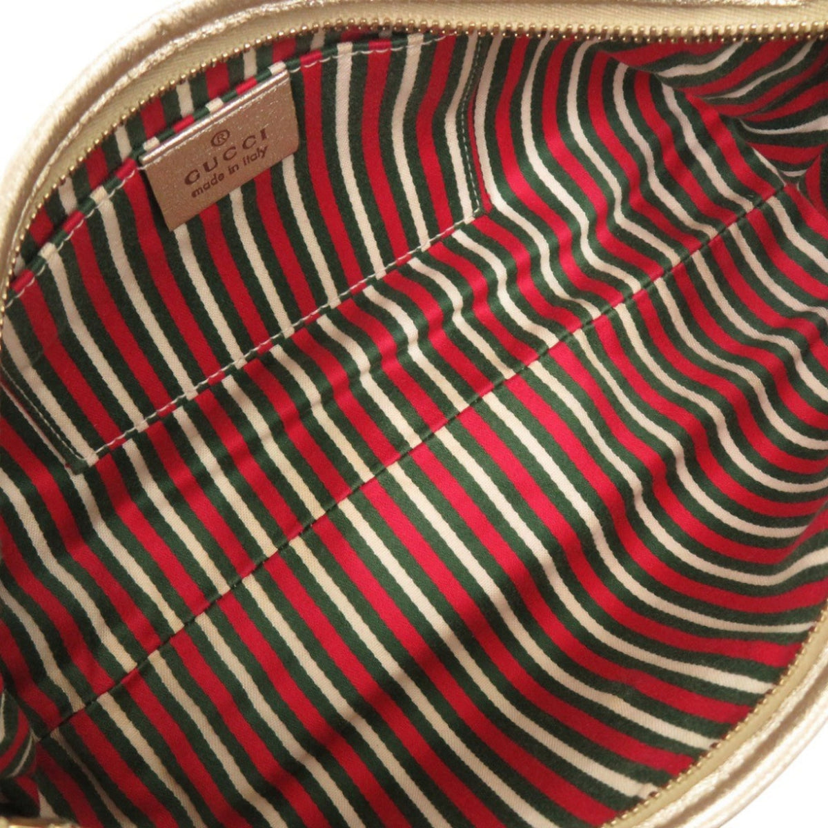 Gucci Beige Gold Gg Canvas Leather Shoulder Bag (Pre-Owned)
