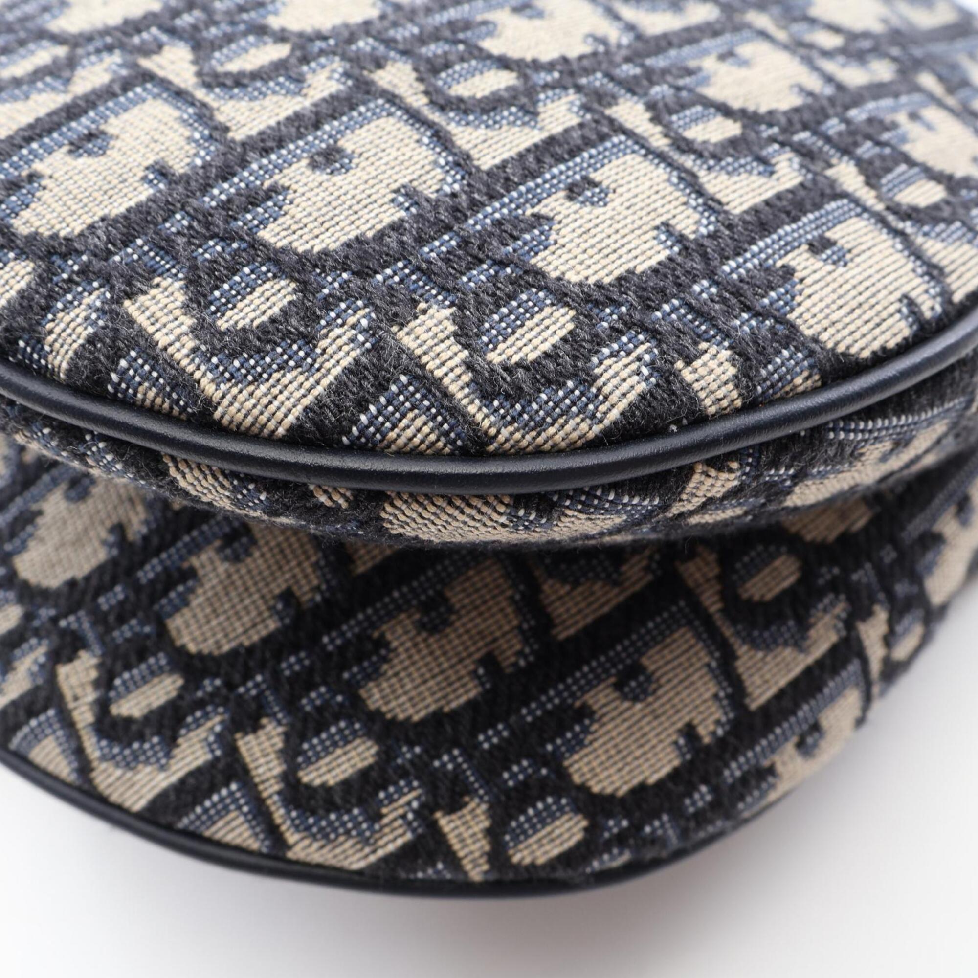 Christian Dior Beige Navy Canvas Handbag Saddle Bag (Pre-Owned)