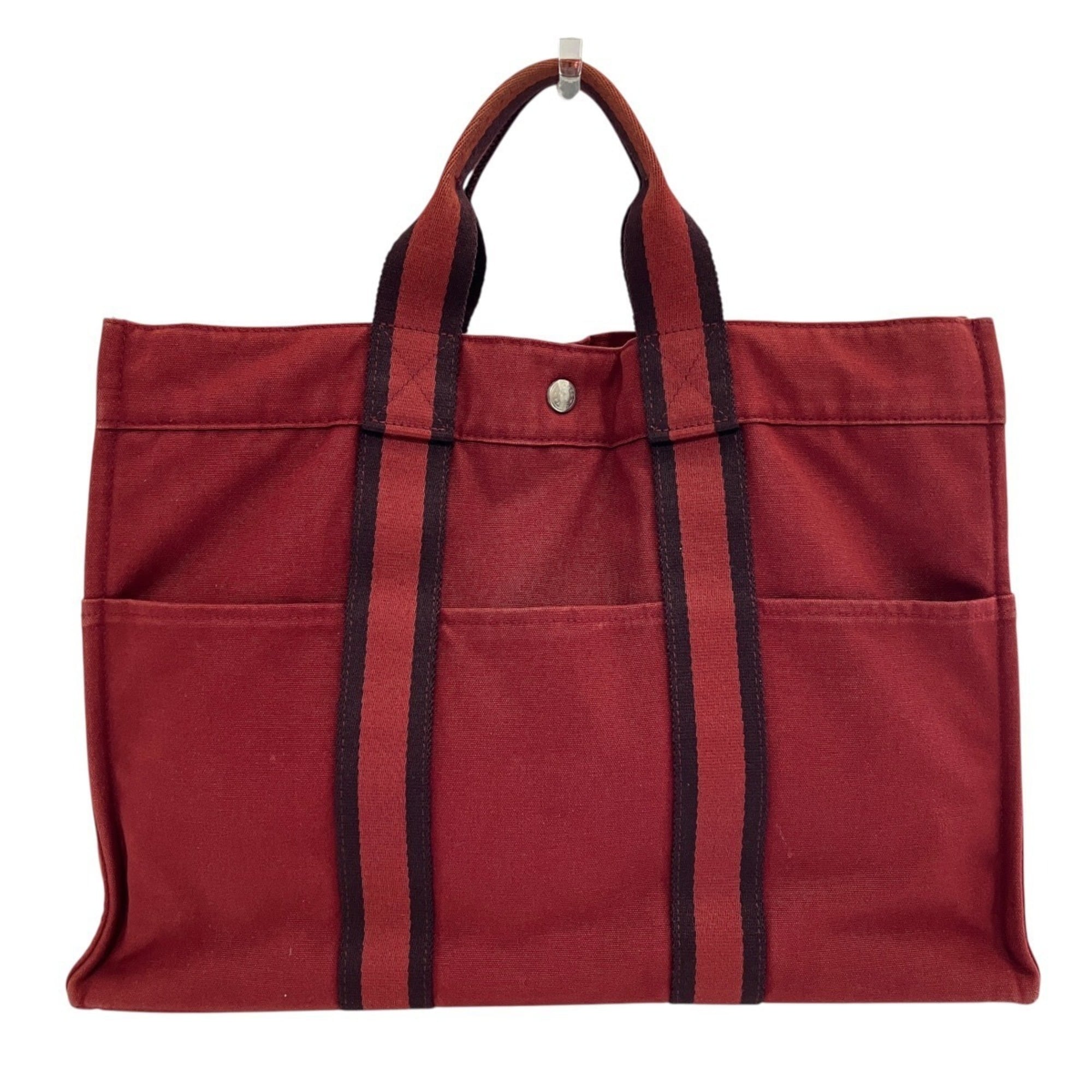 Hermes Fourre Tout Red Color Canvas Handbag (Pre-Owned)