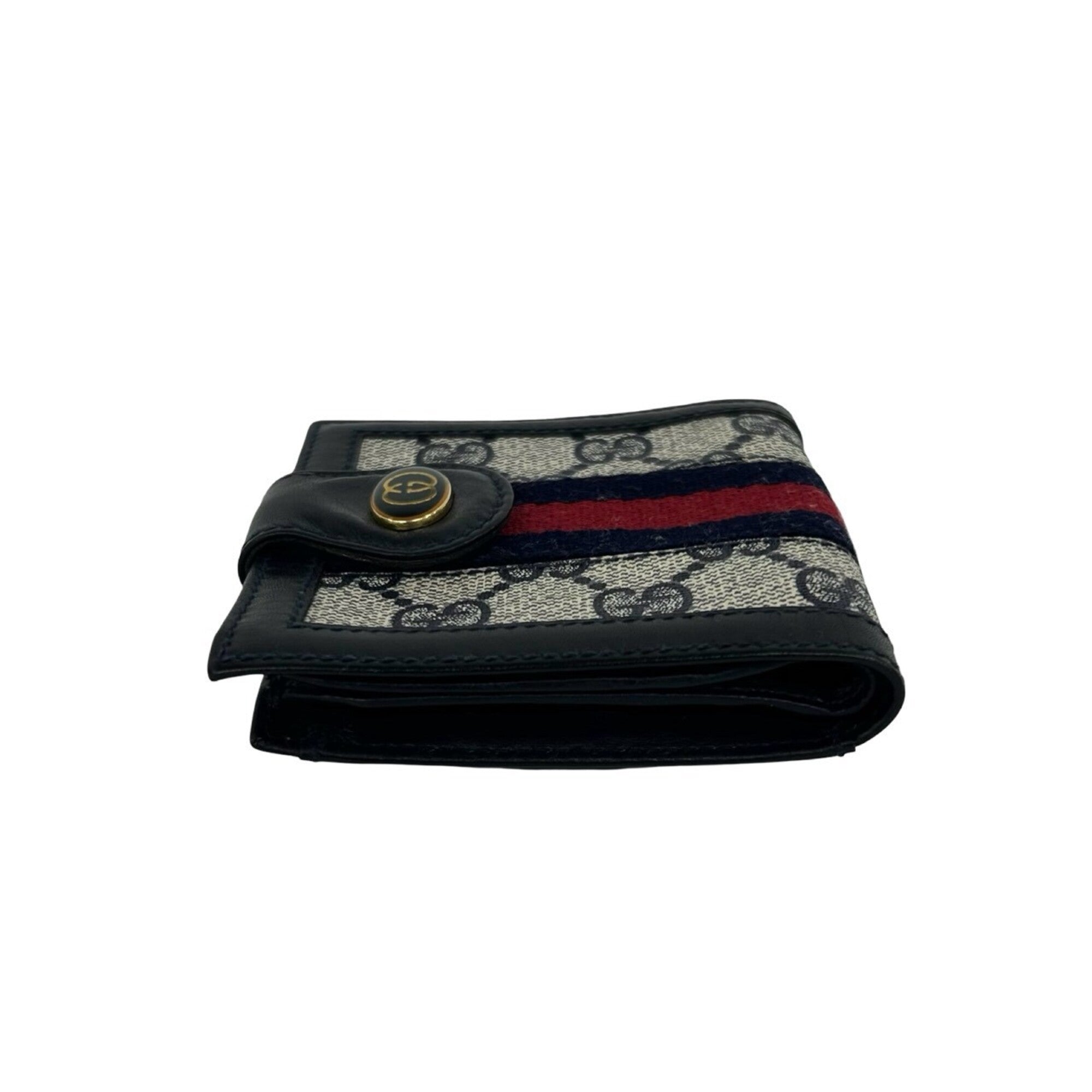 Gucci Navy Red Color Pvc Leather Wallet (Bi-Fold) (Pre-Owned)