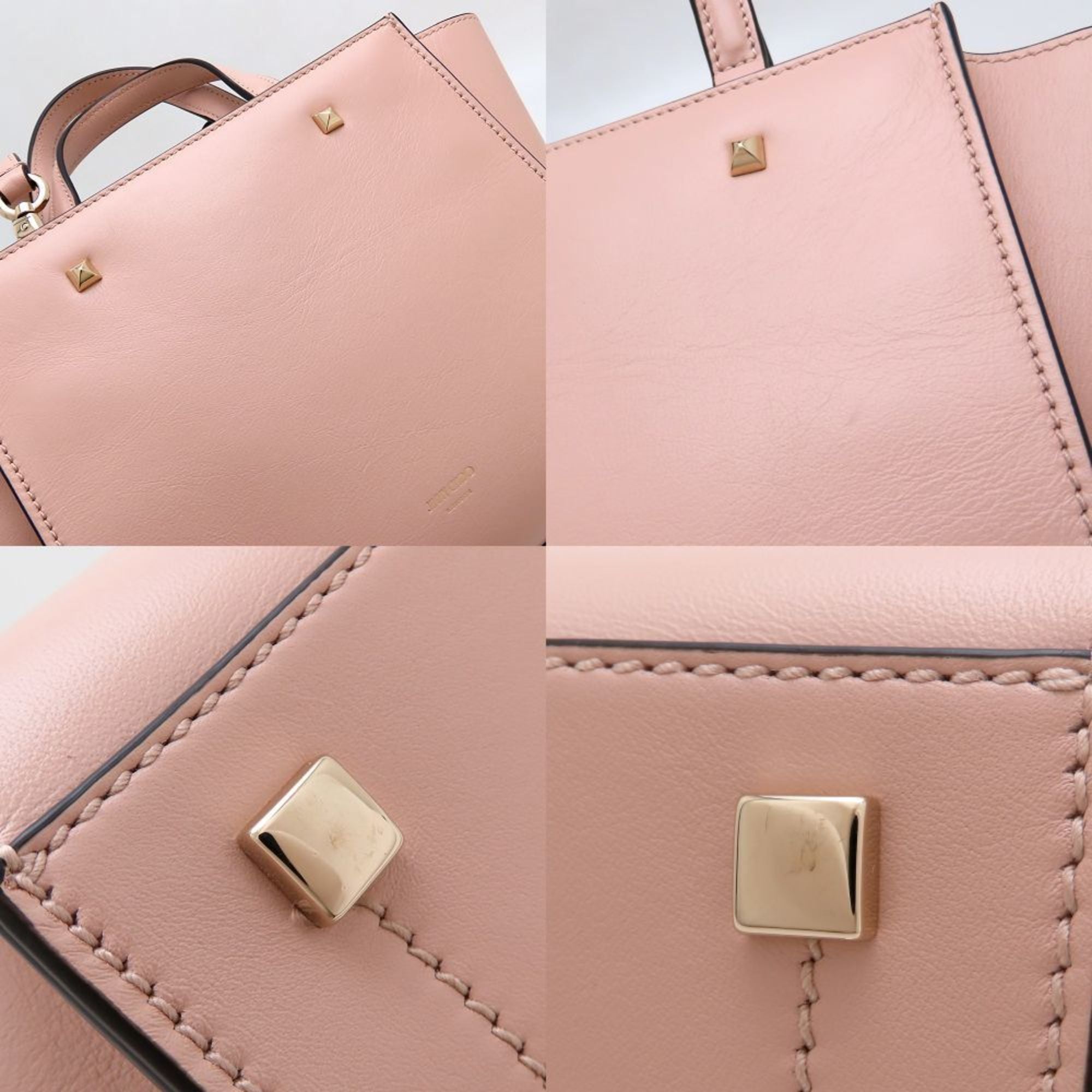 Jimmy Choo Pink Beige Leather Tote Bag (Pre-Owned)