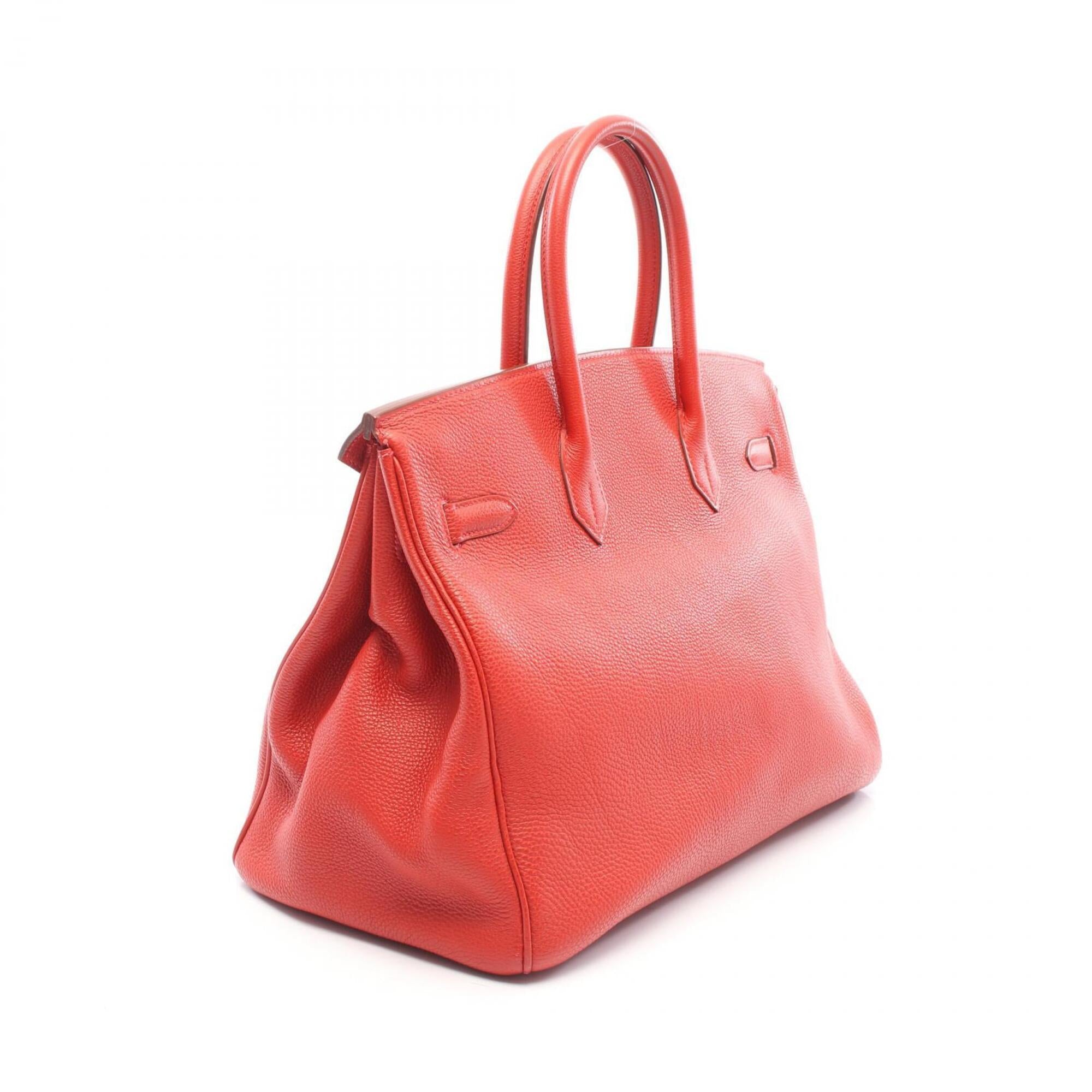 Hermes Red Color Togo Leather Leather Handbag (Pre-Owned)