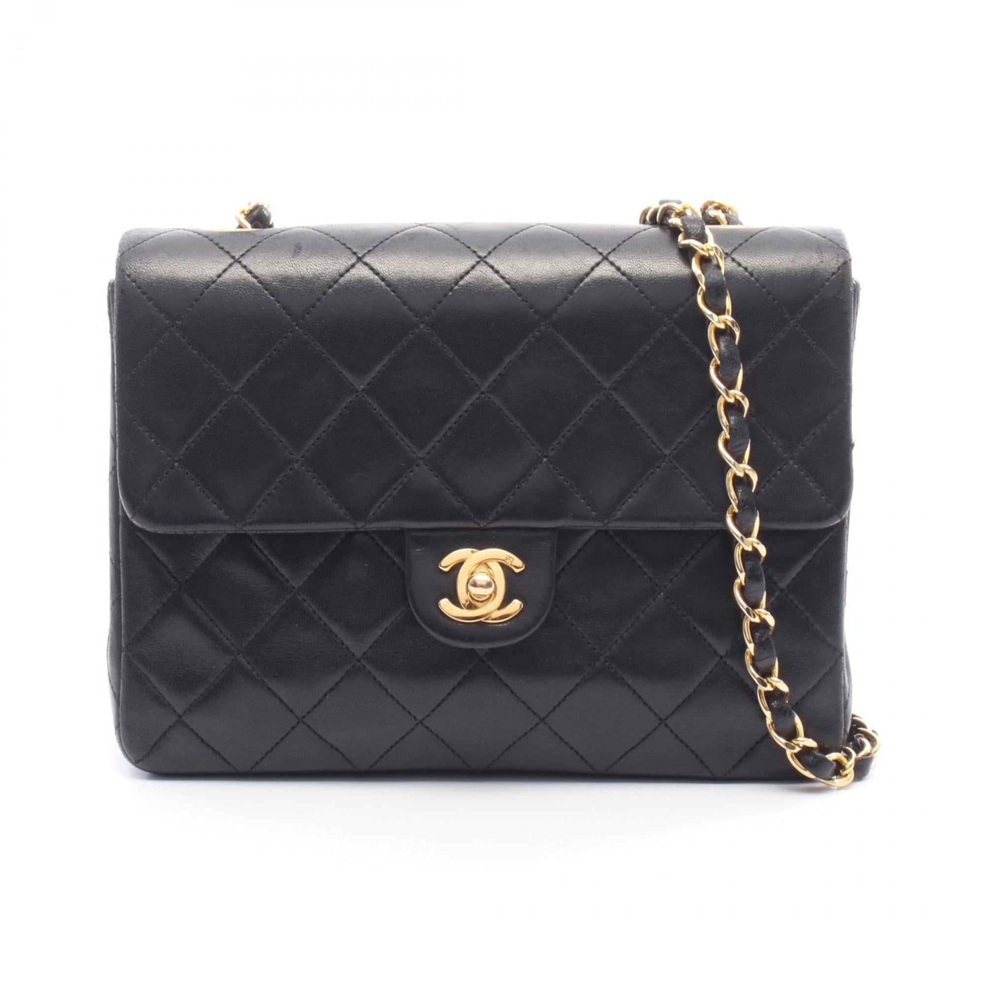Chanel Black Leather Handbag Shoulder Bag (Pre-Owned)