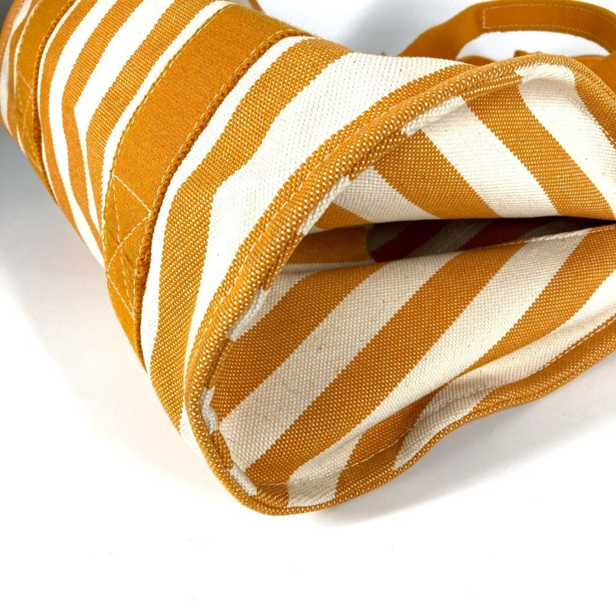 Hermes White Yellow Cotton Handbag Pouch Tote Bag (Pre-Owned)
