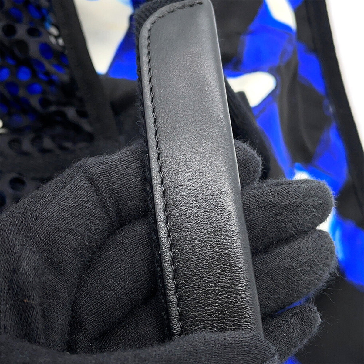 Chanel Black Blue White Nylon Handbag Shoulder Bag Tote Bag (Pre-Owned)