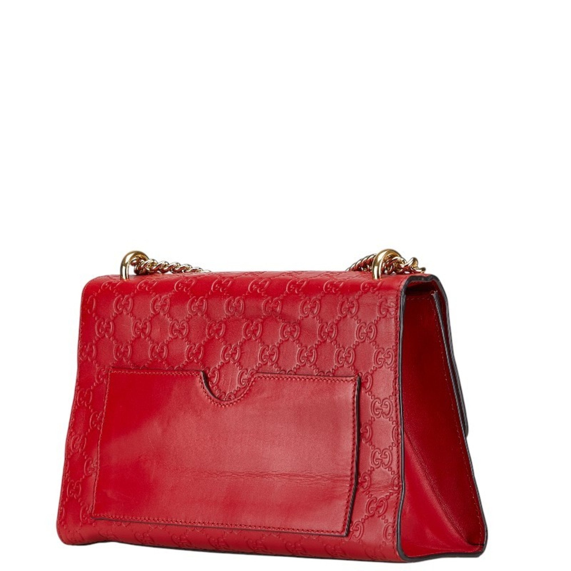 Gucci Padlock Red Color Leather Shoulder Bag (Pre-Owned)