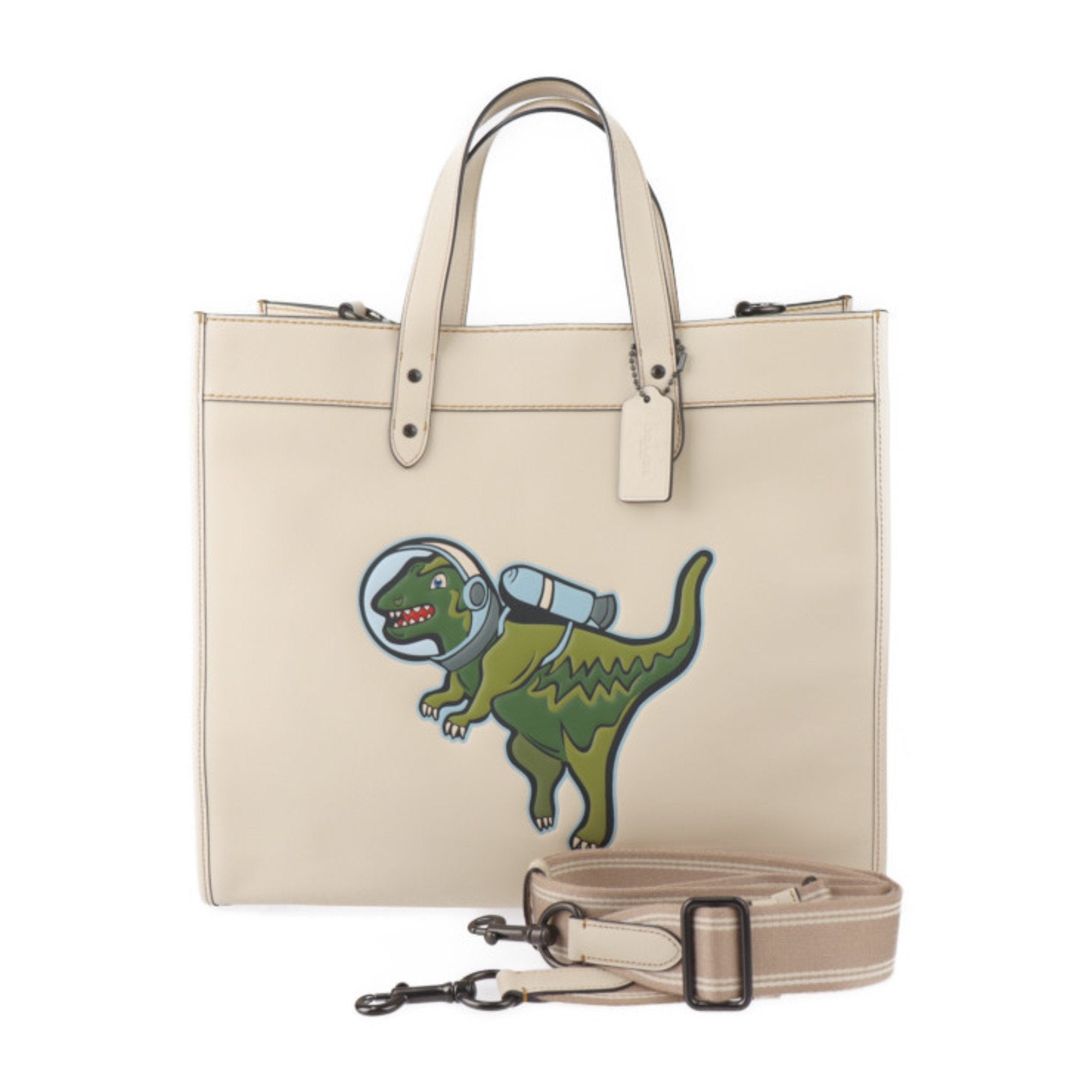 Coach Beige Leather Handbag Shoulder Bag Tote Bag (Pre-Owned)