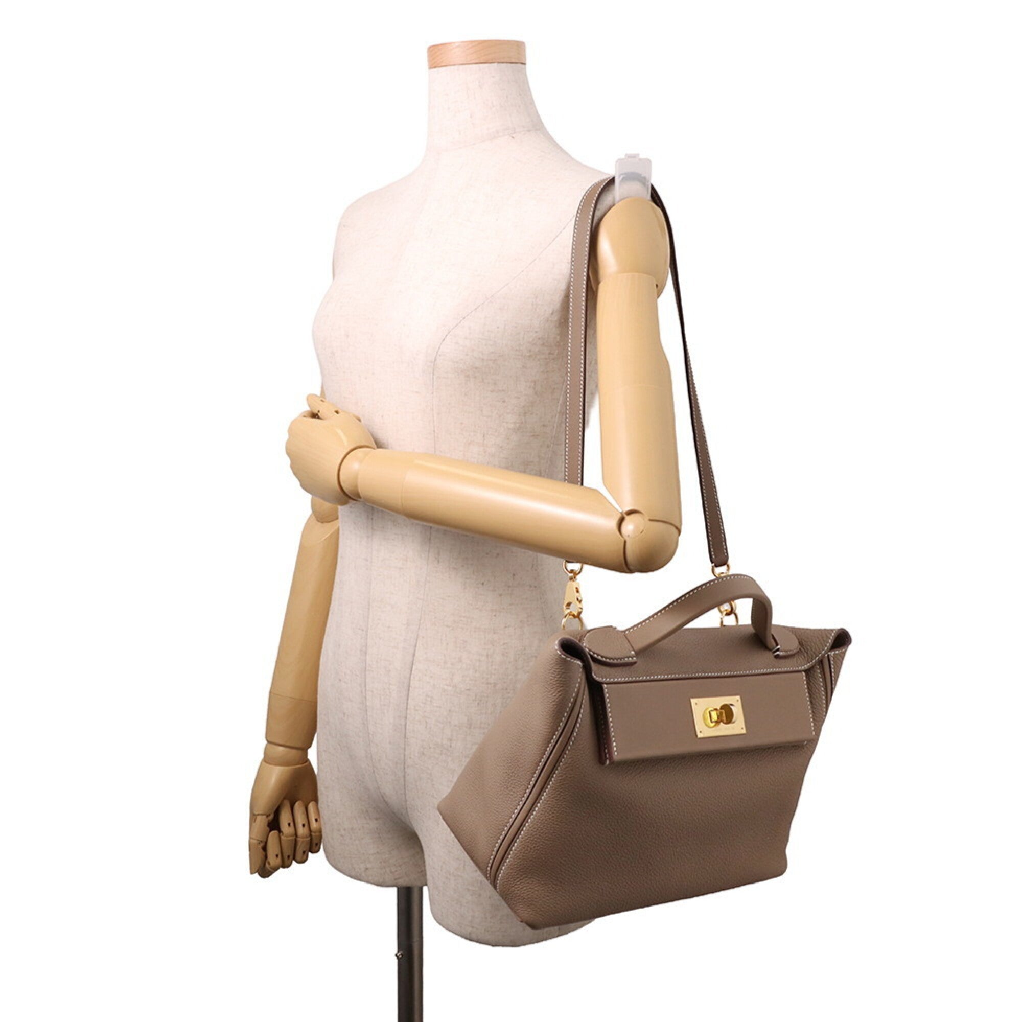Hermes Etoupe Gray Togo Leather Swift Leather Handbag (Pre-Owned)