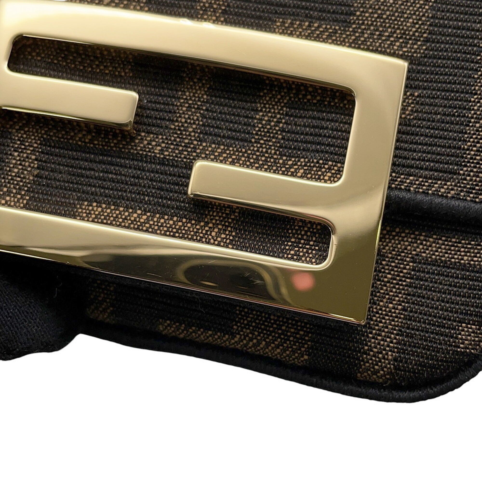 Fendi Baguette Brown Canvas Handbag Pochette Pouch Shoulder Bag (Pre-Owned)
