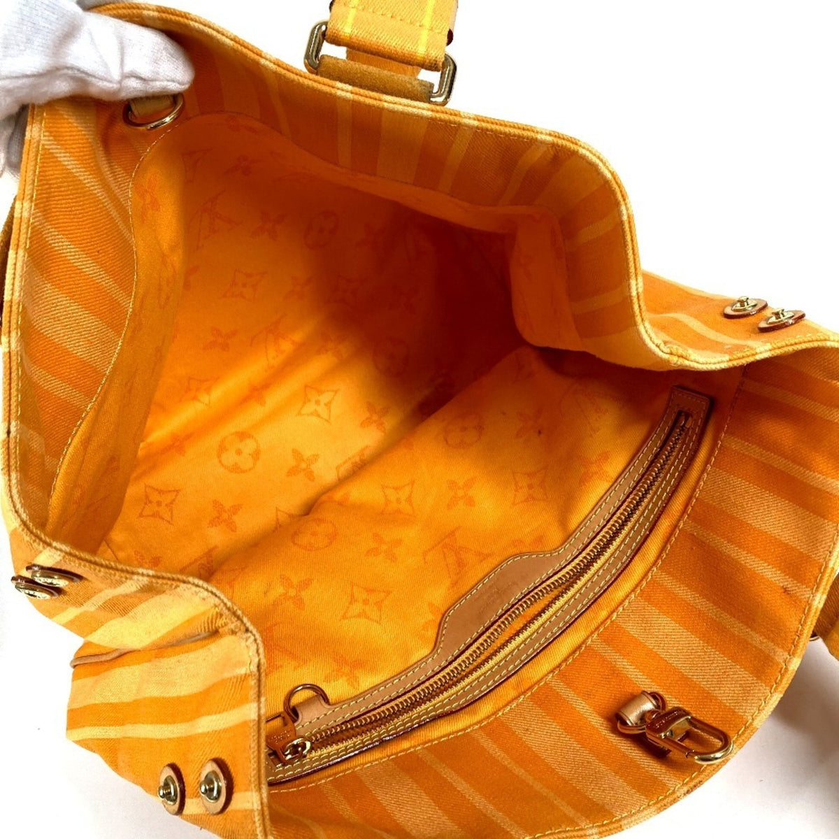 Louis Vuitton Yellow Canvas Shoulder Bag Tote Bag (Pre-Owned)