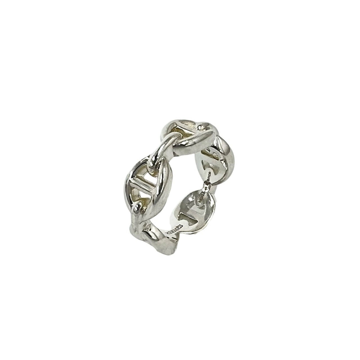Hermes Silver Silver 925 Band Ring (Pre-Owned)
